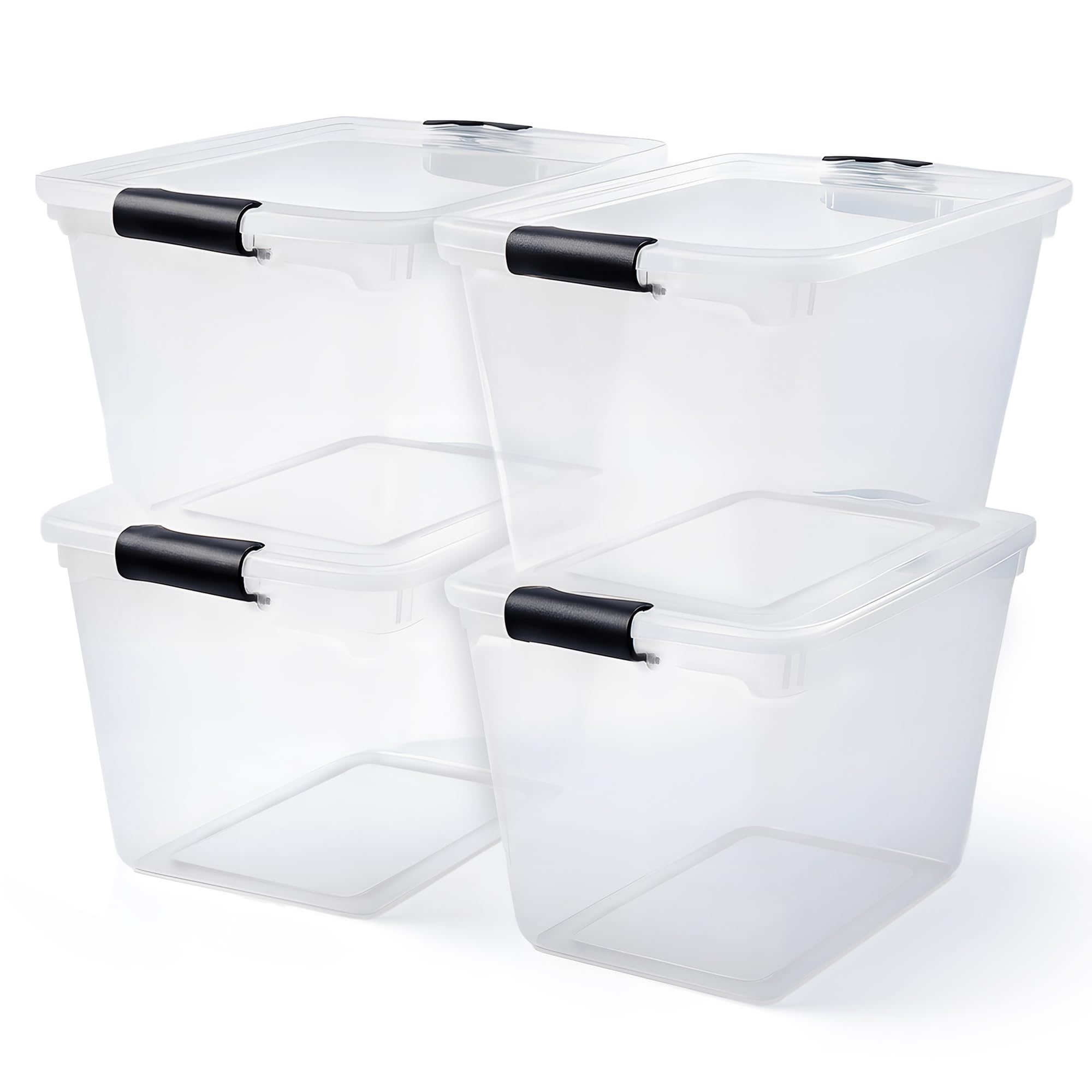 Clear Plastic Storage Bins with Latching Lids (4 Count)