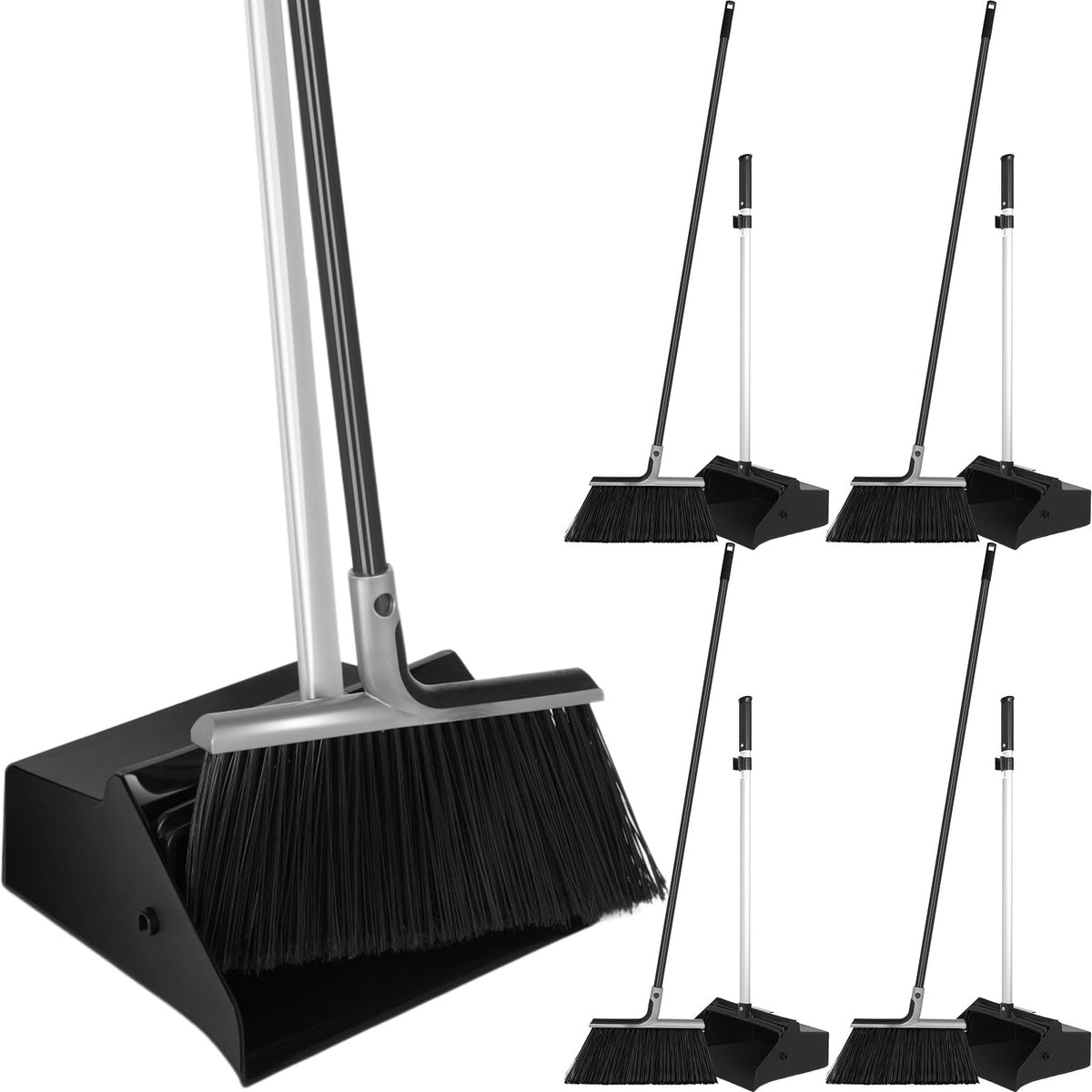 4 Pack Commercial Broom and Dustpan Combo Set 53.15"