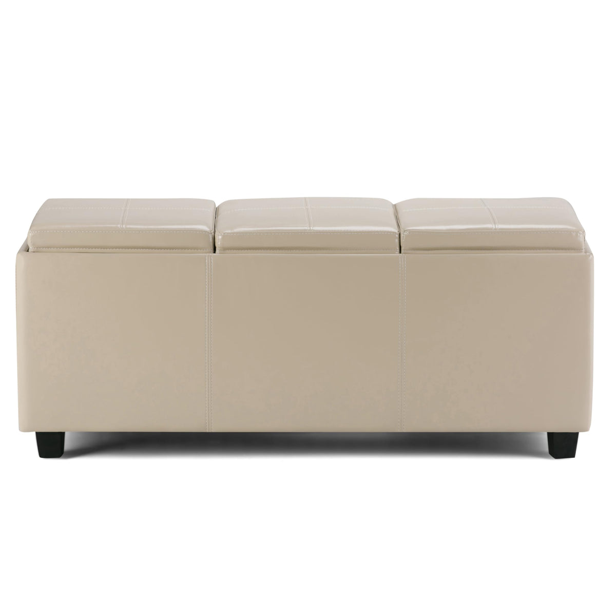Avalon 42" Wide Vegan Leather Storage Ottoman in Satin Cream