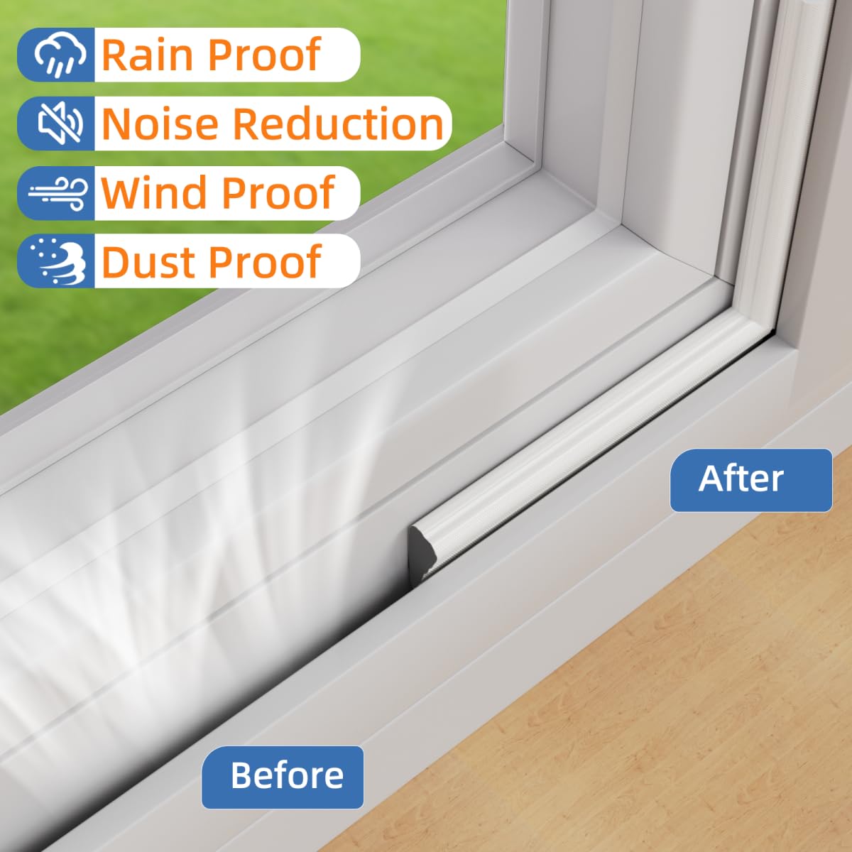Wedge Shape Window Weather Stripping Door Frame Seal 196” White (16.3333 Foot)