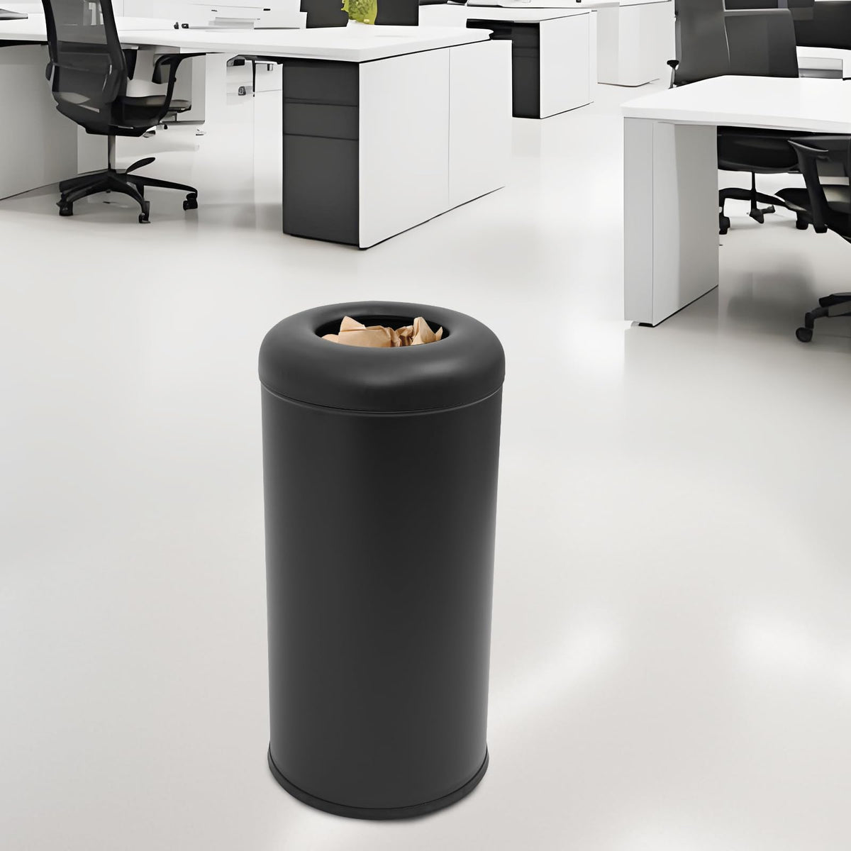 58.6 Liter 15.48 Gallon Commercial Open Top Trash Can White Stainless Steel Trash Can Outdoor Indoor Garbage Enclosure with Lid Inside Barrel