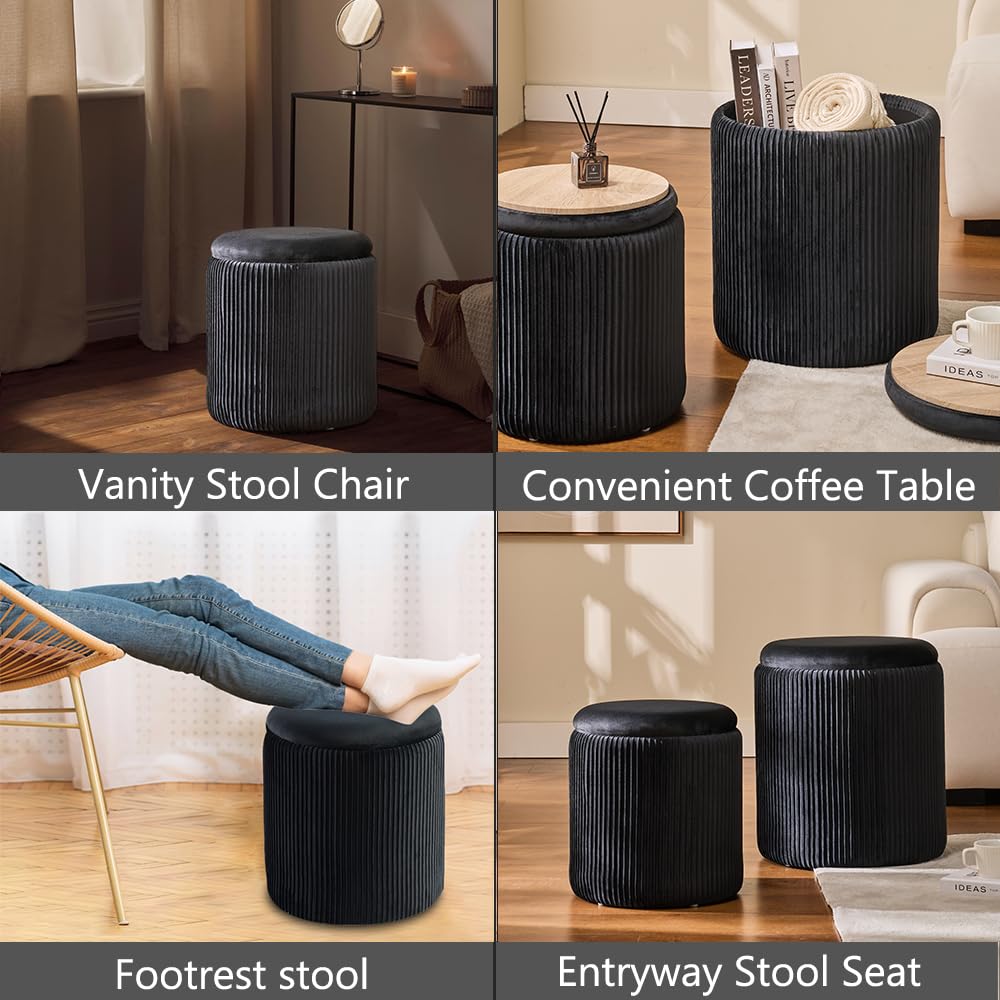 Set of 2 Round Ottoman Storage