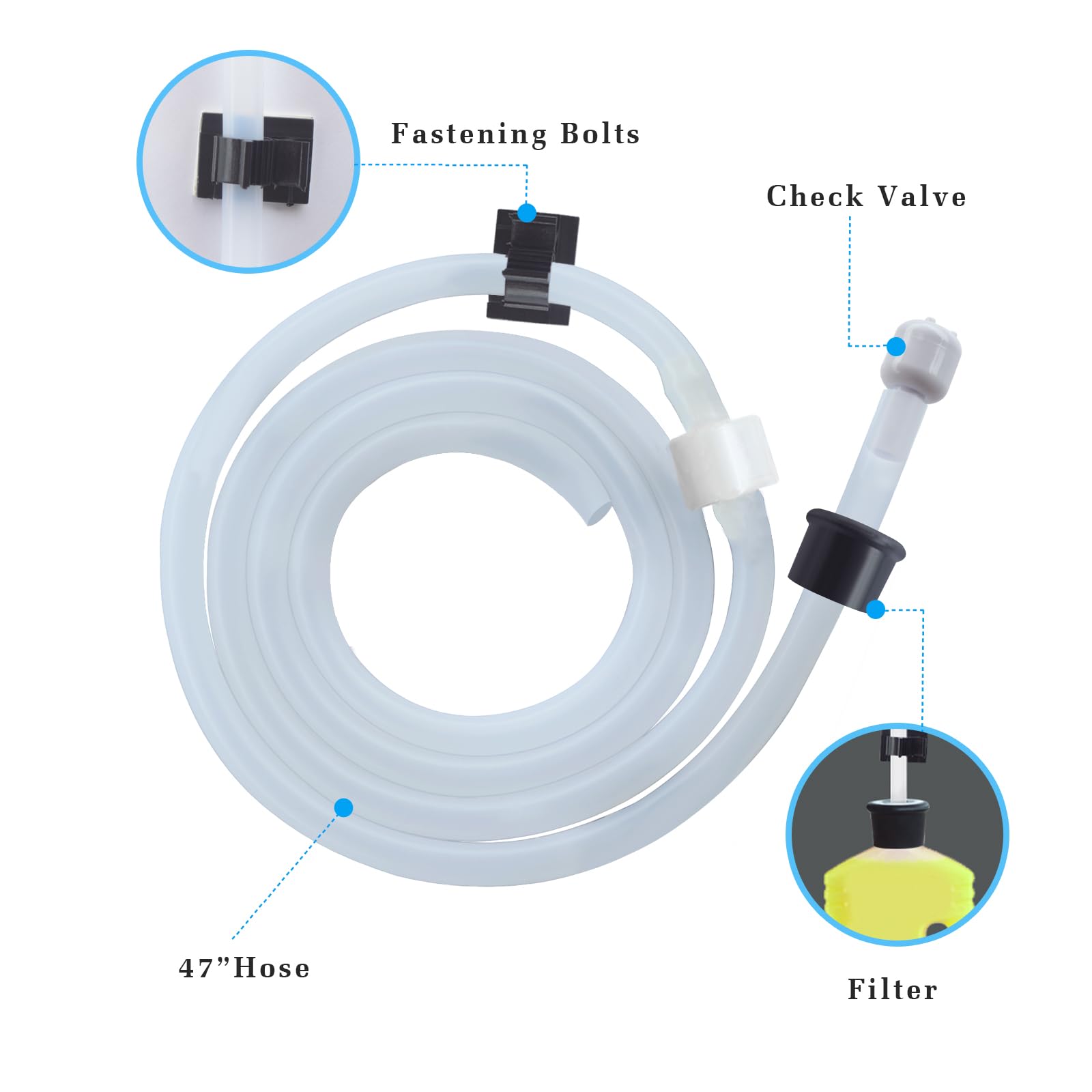Soap Dispenser Extension Tube kit 47” with Upgraded Check Valve