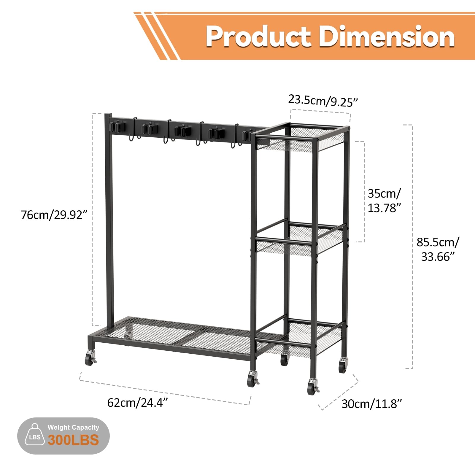 Wheeled Metal Broom Closet Storage Cabinet