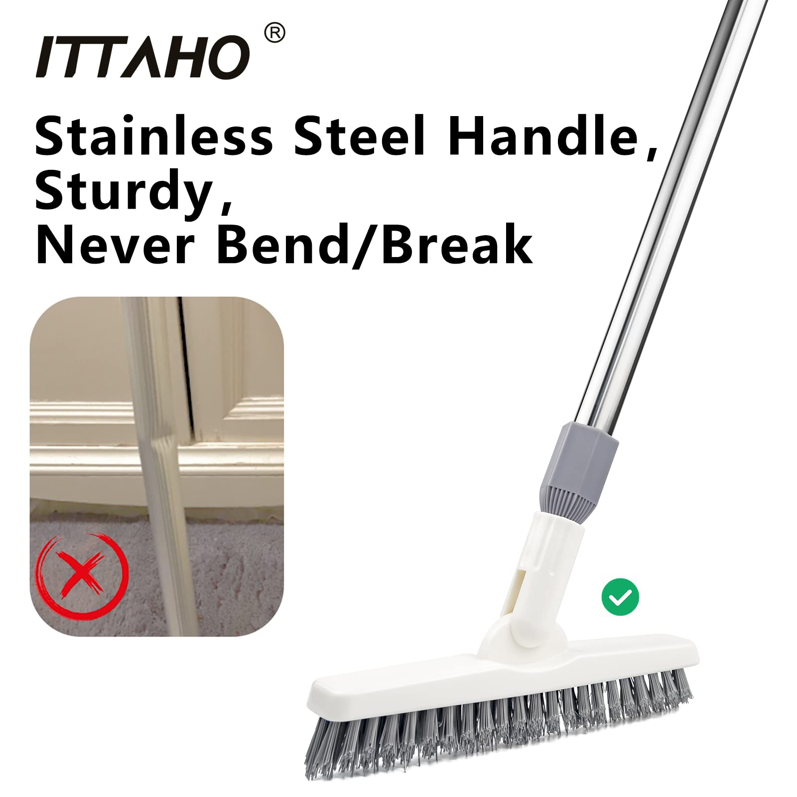 2 Pack Grout Cleaning Brush with Long Handle