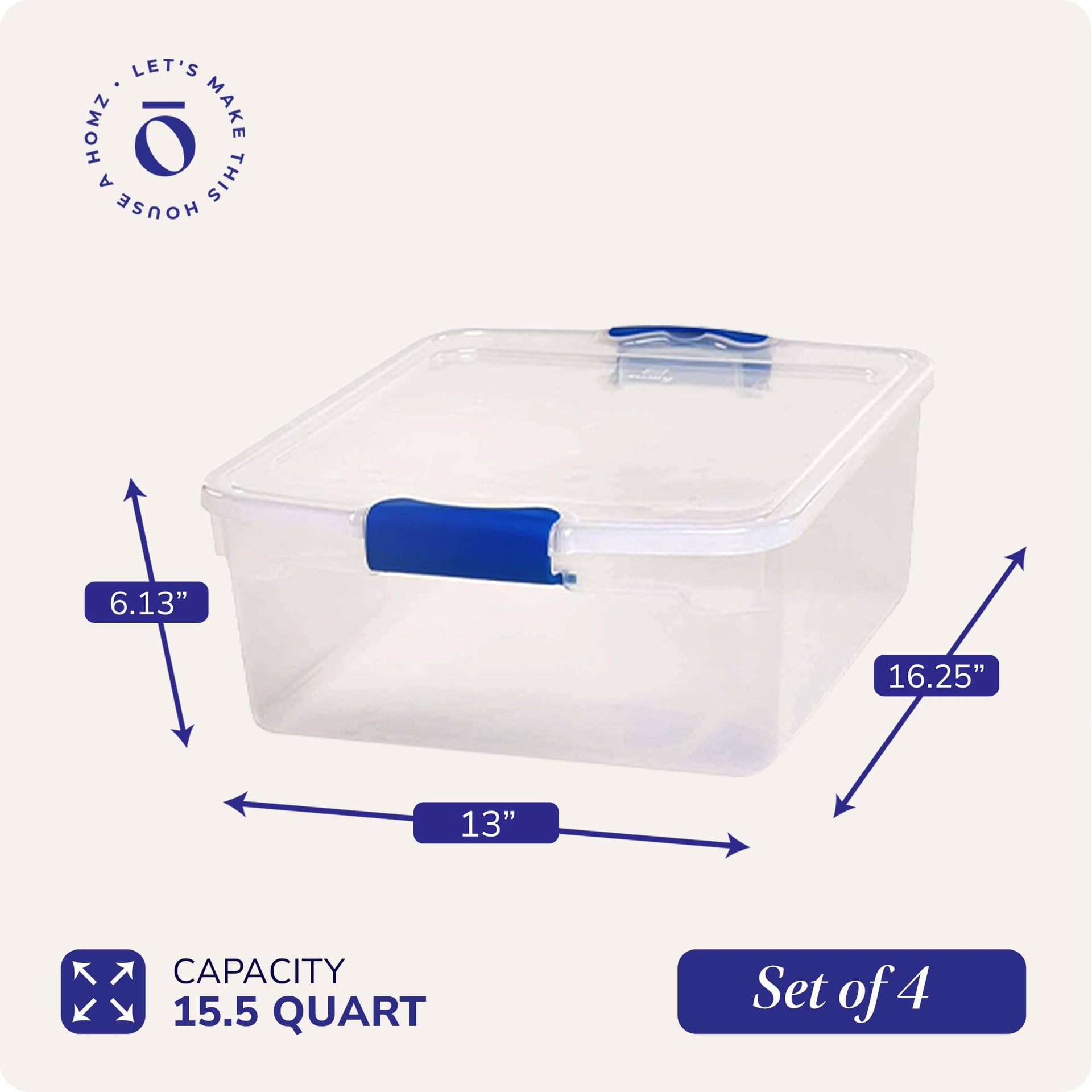 Clear Plastic Storage Bins with Latching Lid (4 Count)