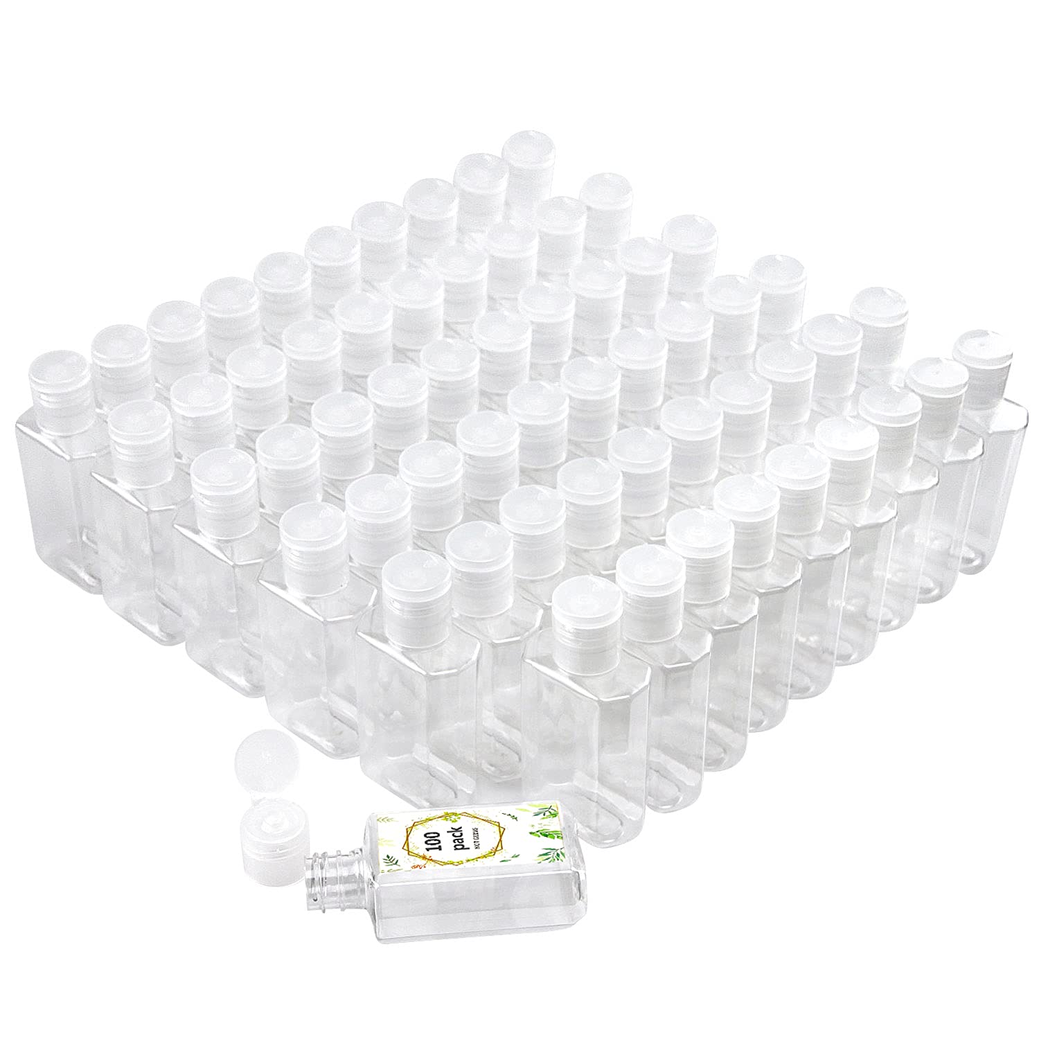 2oz Empty Hand Sanitizer Travel Size Bottles (100 Count)