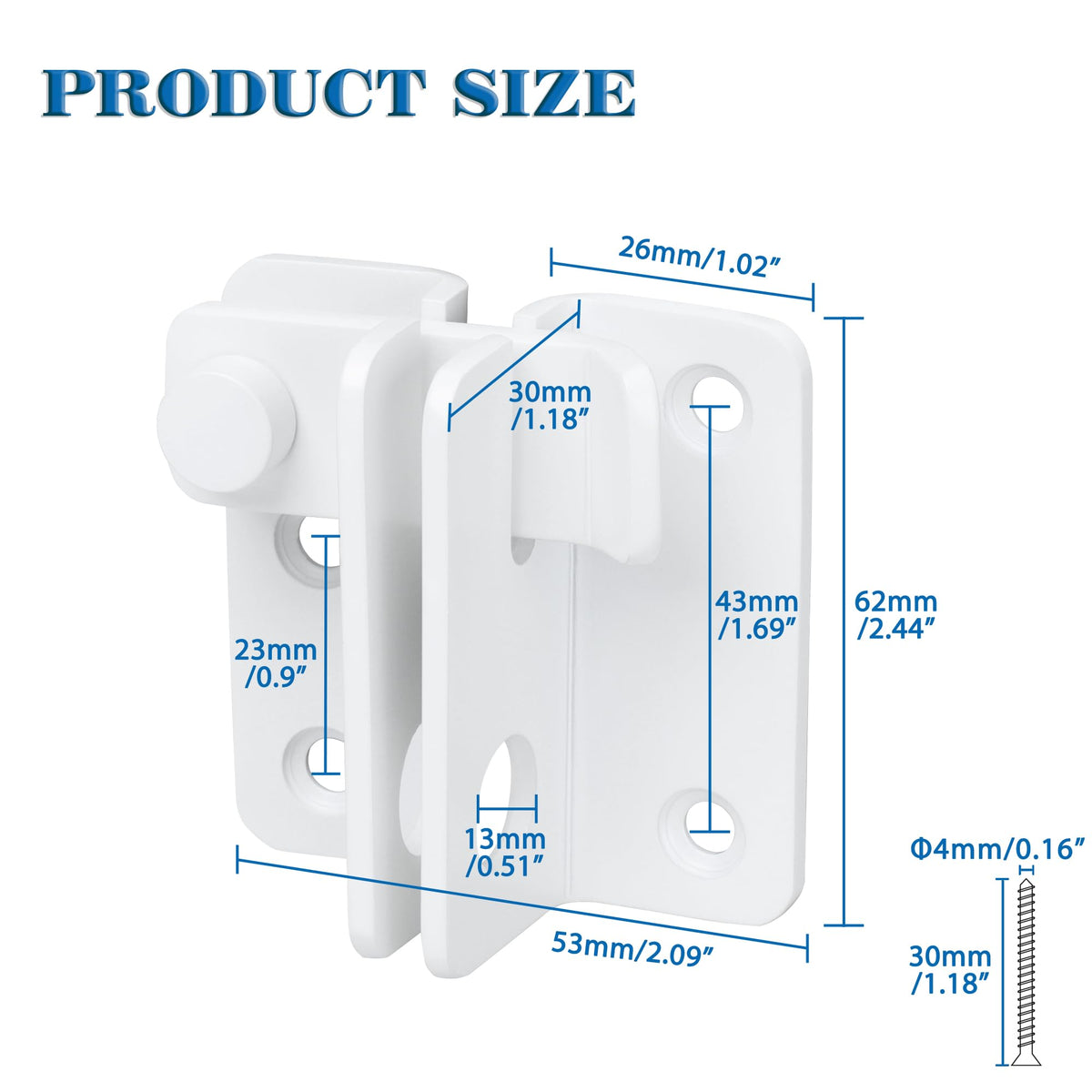 Flip Latch Gate Latches Slide Bolt Latch Safety Door Lock Catch for Barn Cabinet Pet Cage Wood Fence Bathroom Garage Window