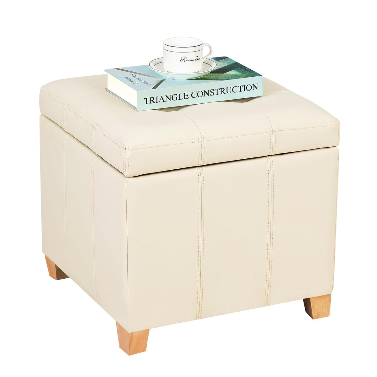 Square Storage Ottoman with Hinged Lid