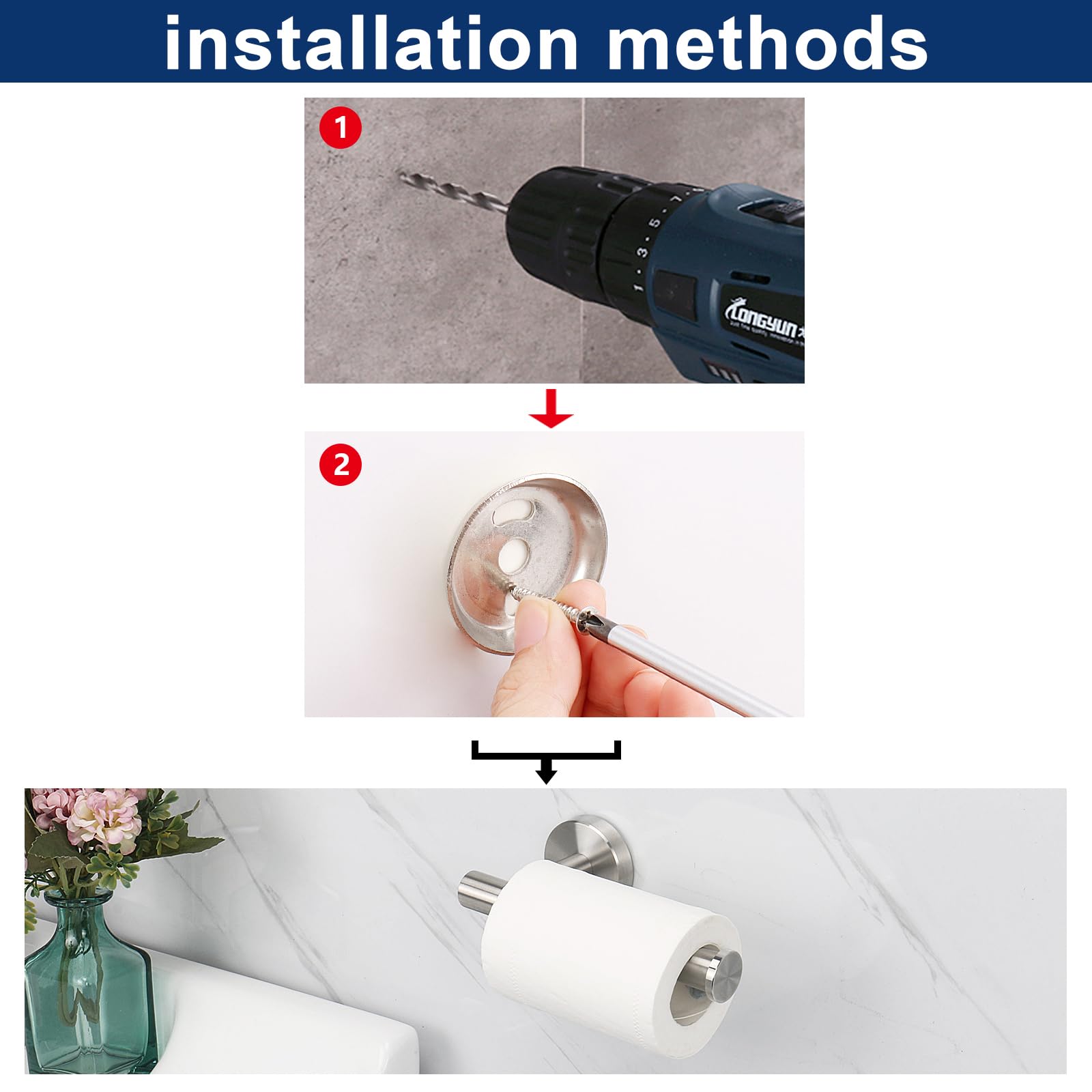Bathroom Toilet Paper Holder (3 Count)