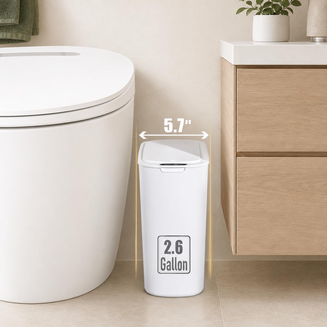 Automatic Small Bathroom Trash Can with Lid