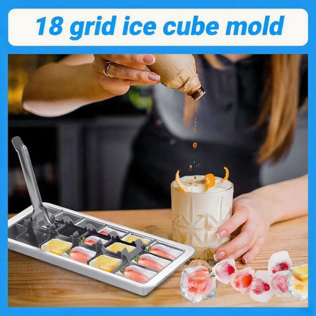 3 Pack 18 Slot Ice Cube Trays Stainless Steel (18 Count)