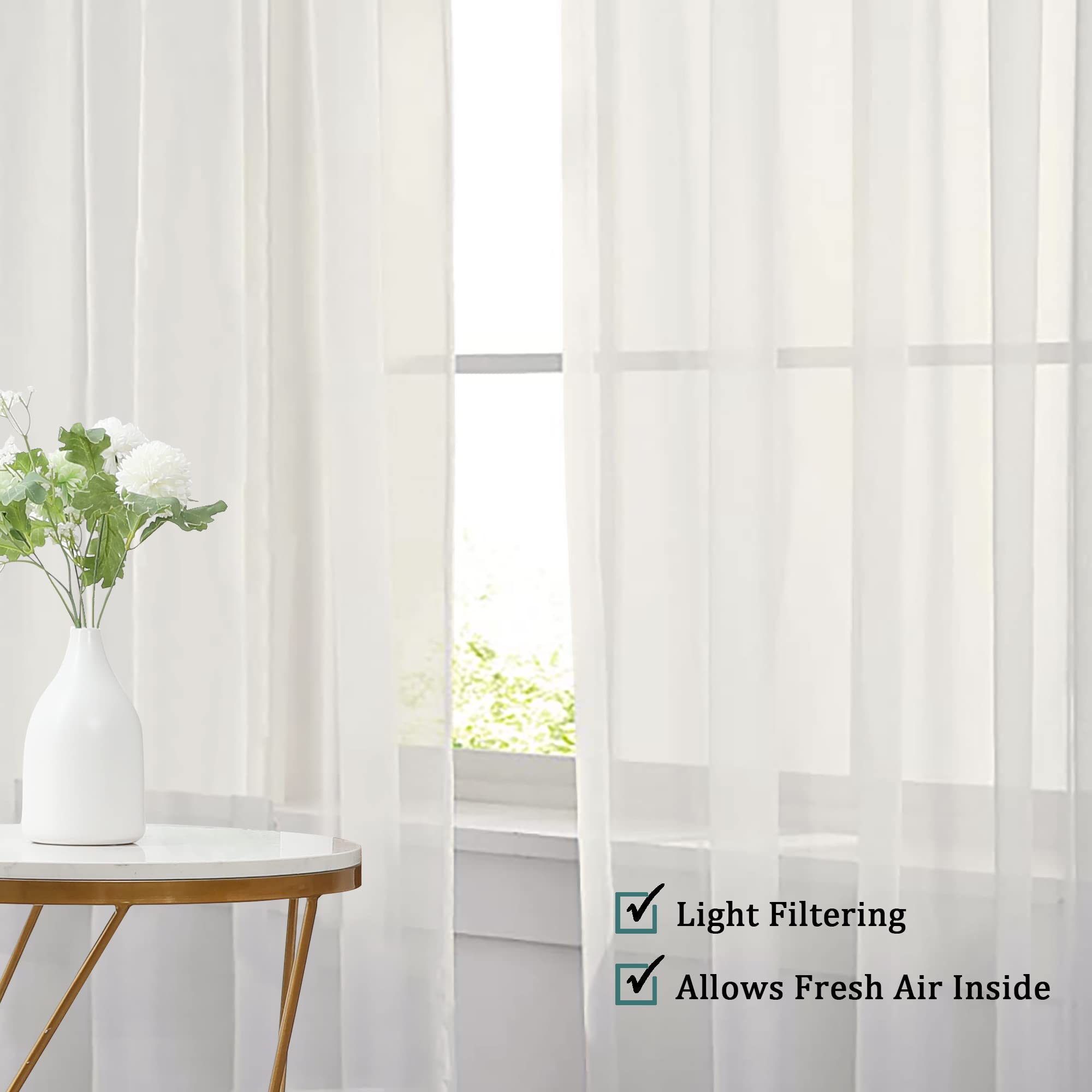 Sheer Curtains 63 Inch Length 2 Panels