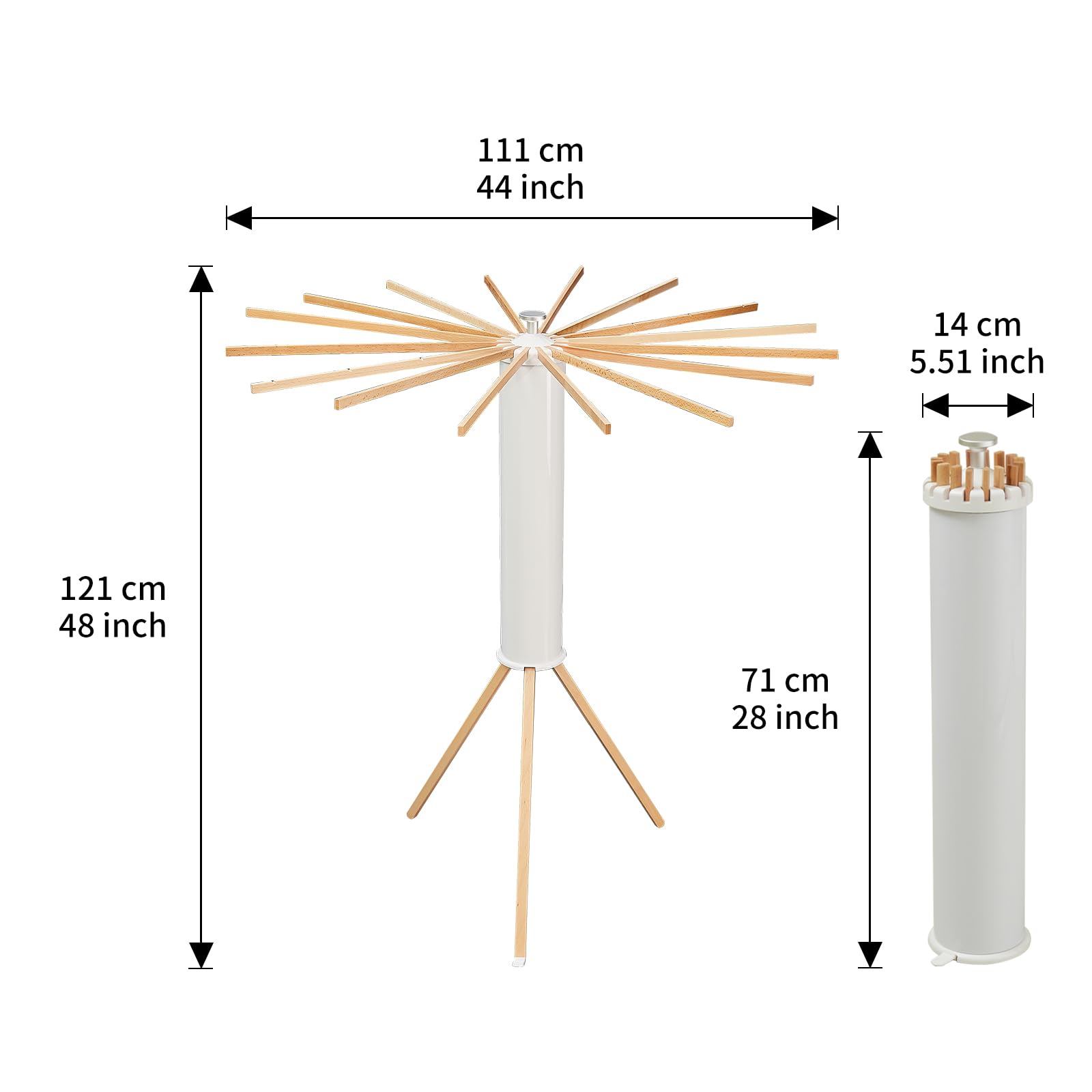 Foldable Clothes Drying Rack Tripod with Wooden 16 Rods