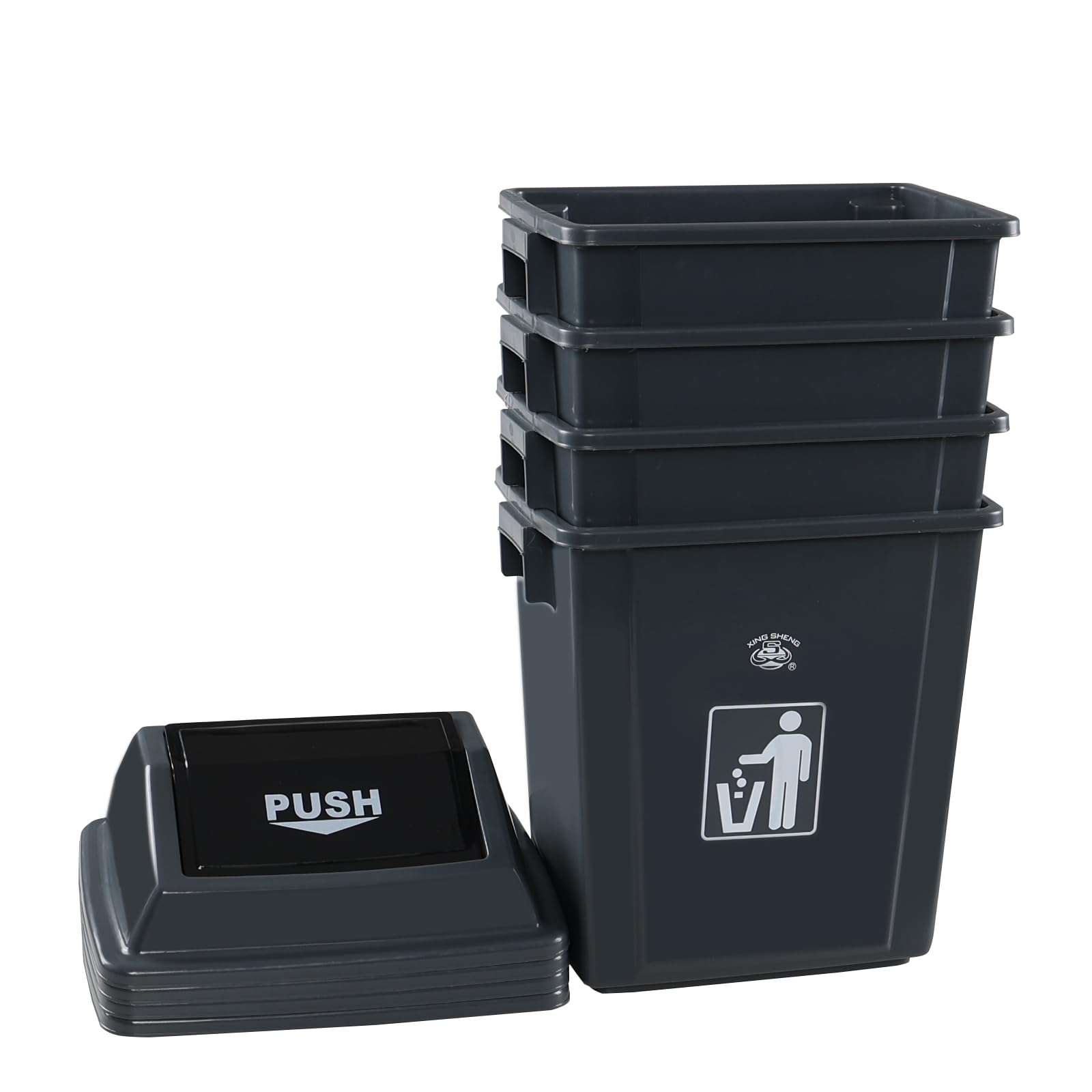 4 Pack 6 Gallon Swing Top Trash Can (4 Count)