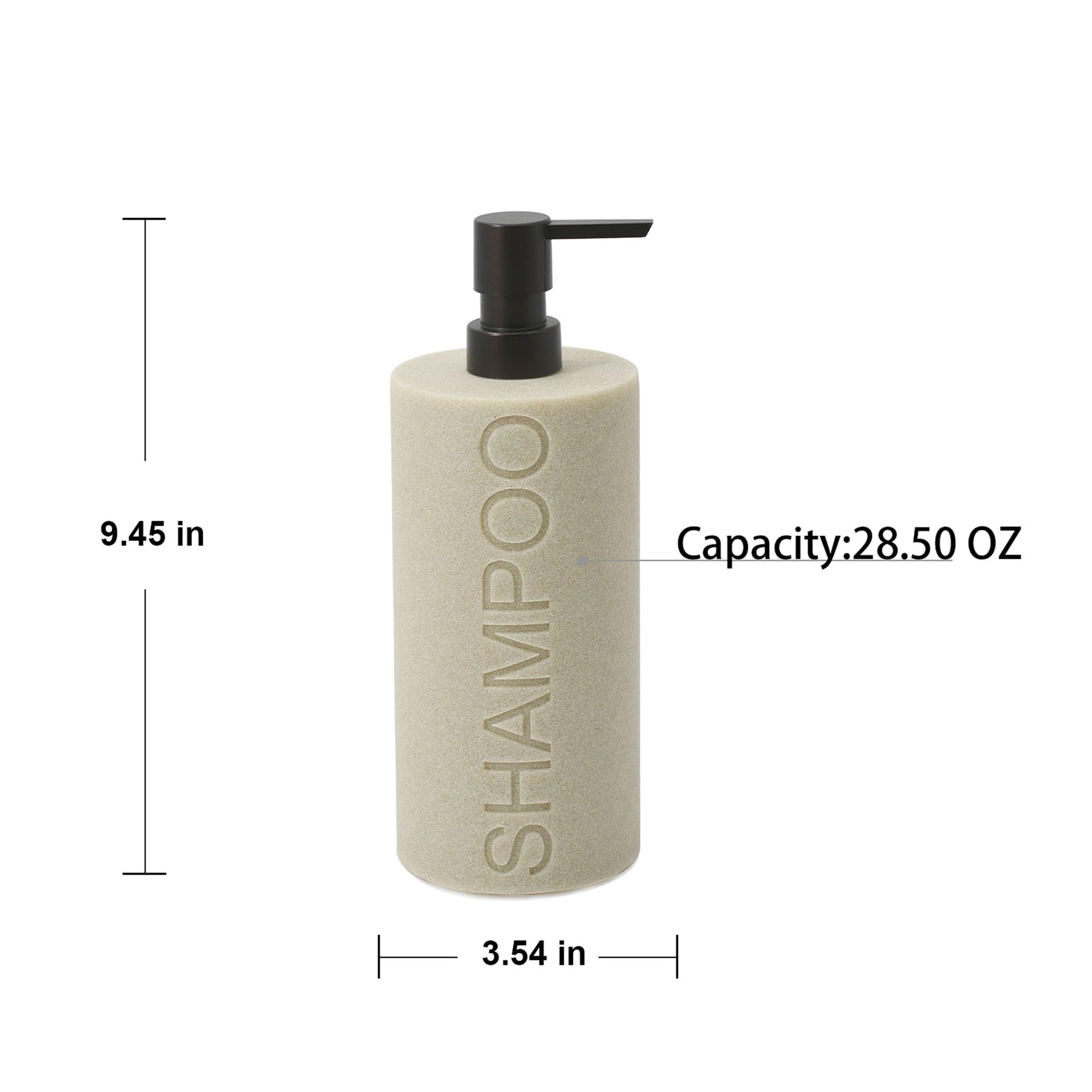 Resin Tan Sandstone Shampoo Engraved Bottle Refillable Pump Dispenser