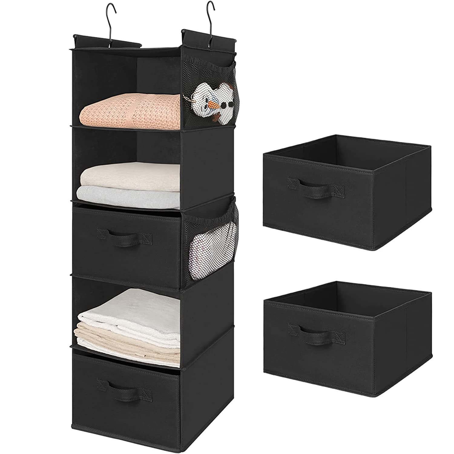 5 Shelf Hanging Closet Organizer with 2 Drawers (5 Count)
