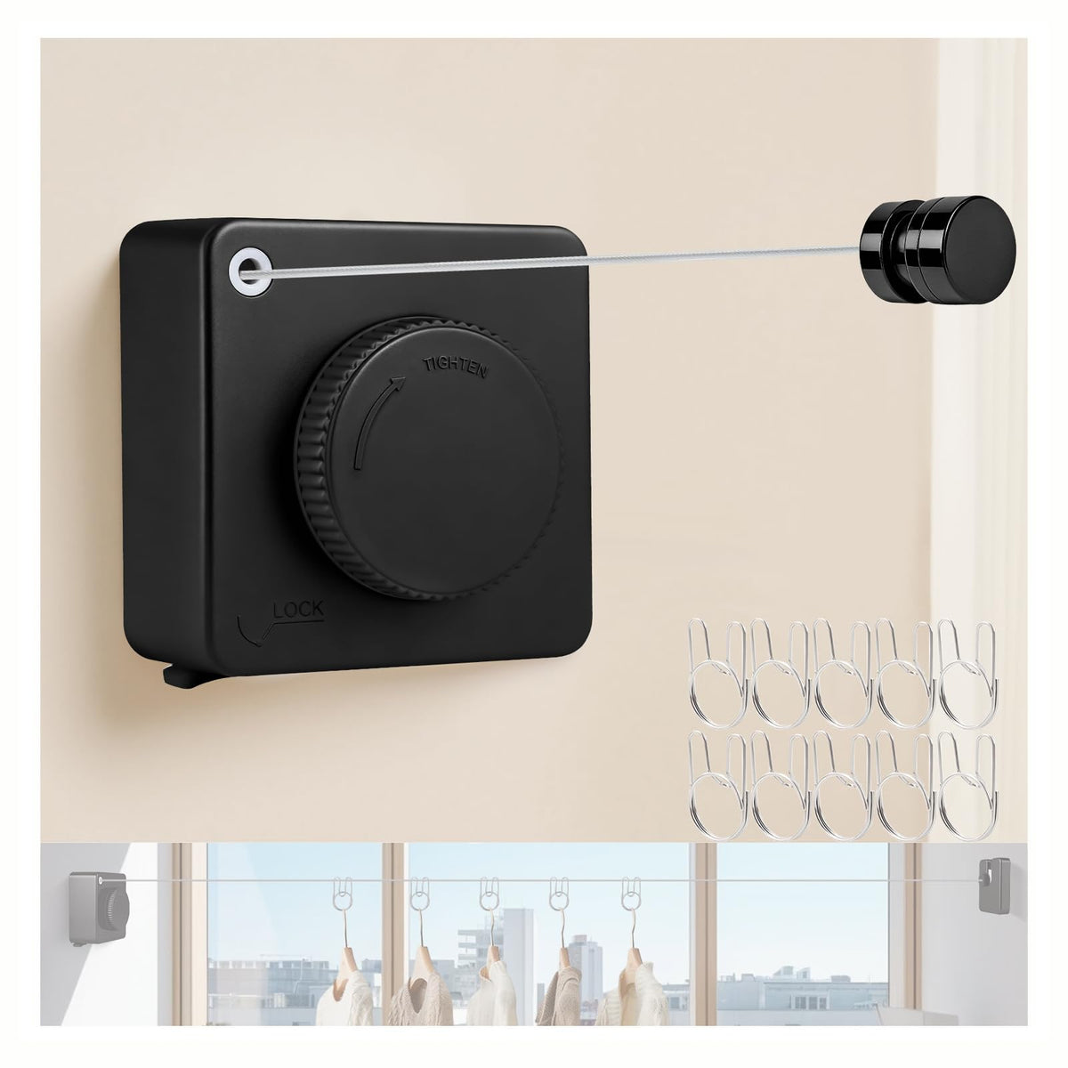 15.7Ft Retractable Clothesline Indoor Outdoor is Also an Anti
