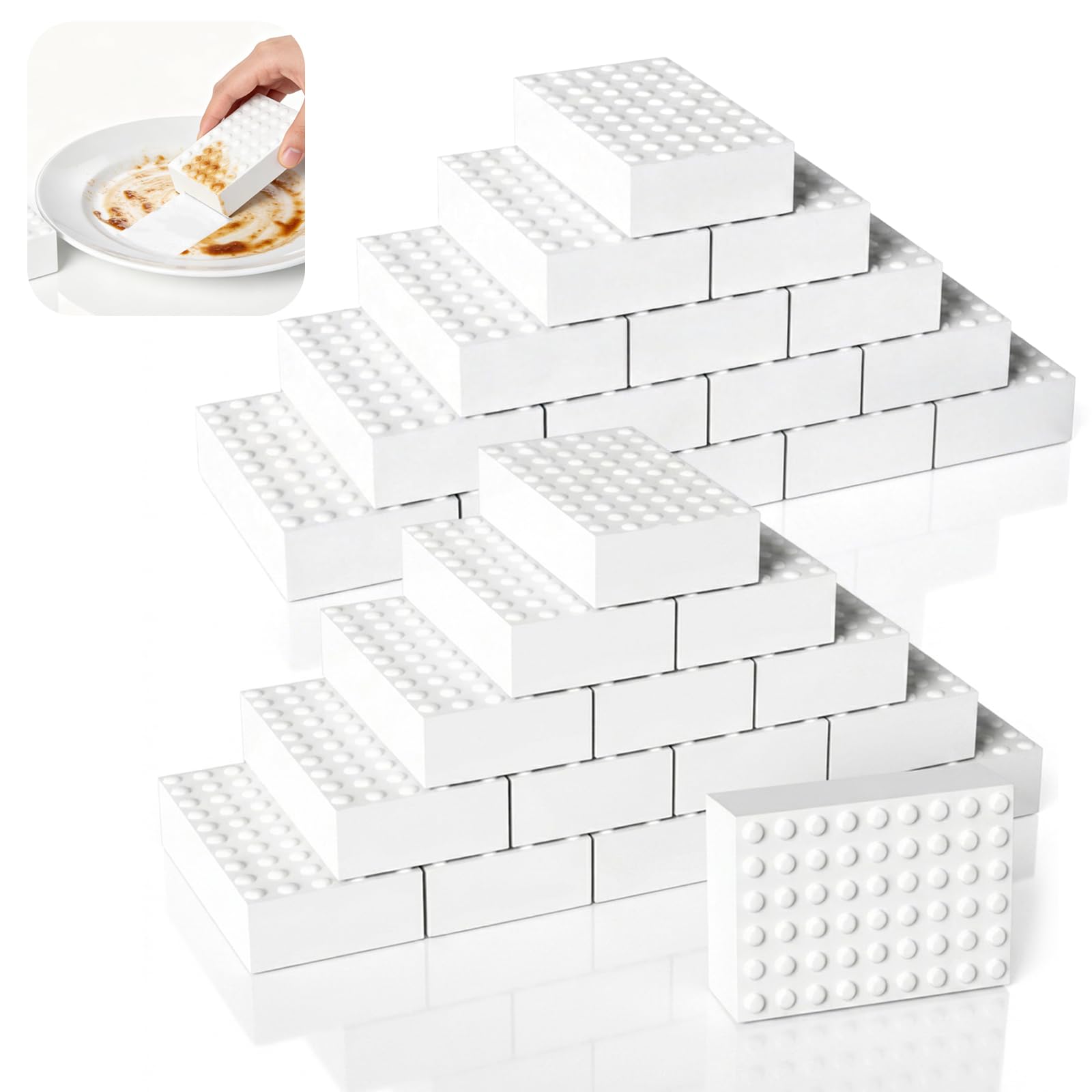 50 Pack 2X Density Melamine Sponges Long Lasting Magic Cleaning Eraser Pads (50 Count)