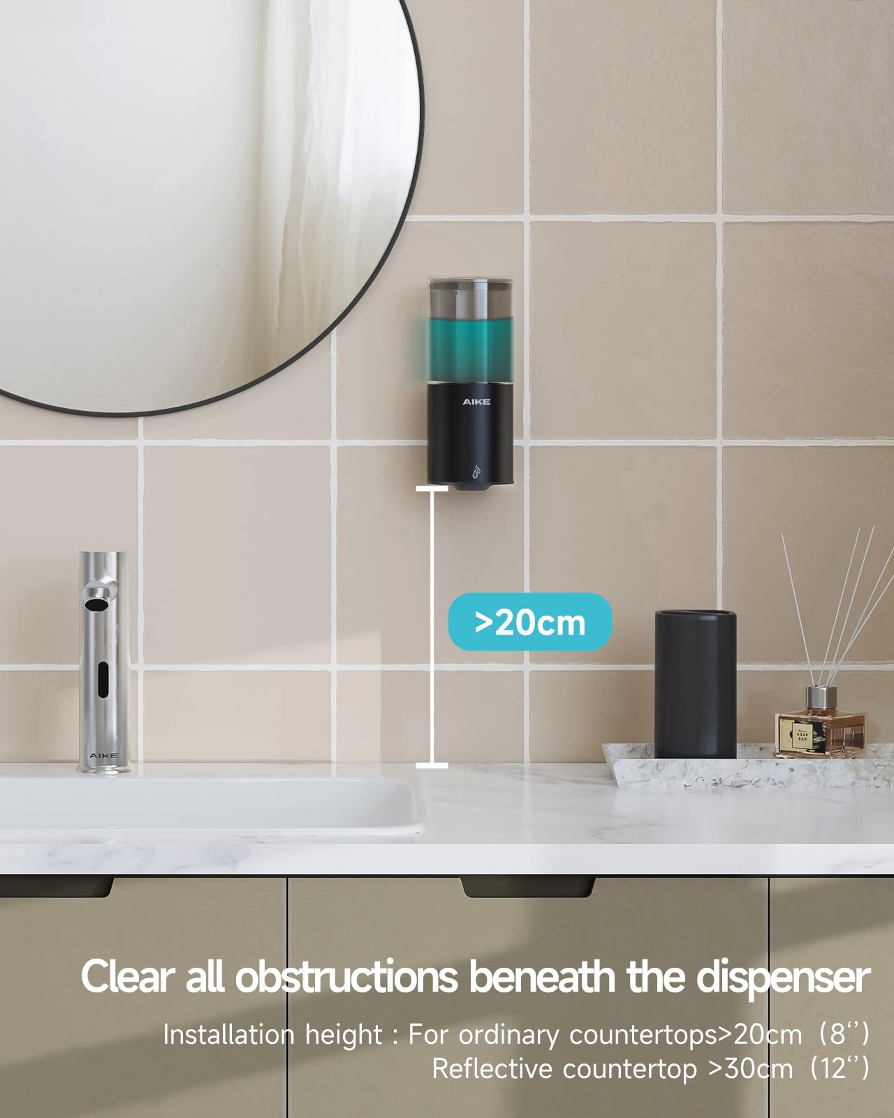 Automatic Soap Dispenser IPX7 Waterproof 13.5oz Matte Black