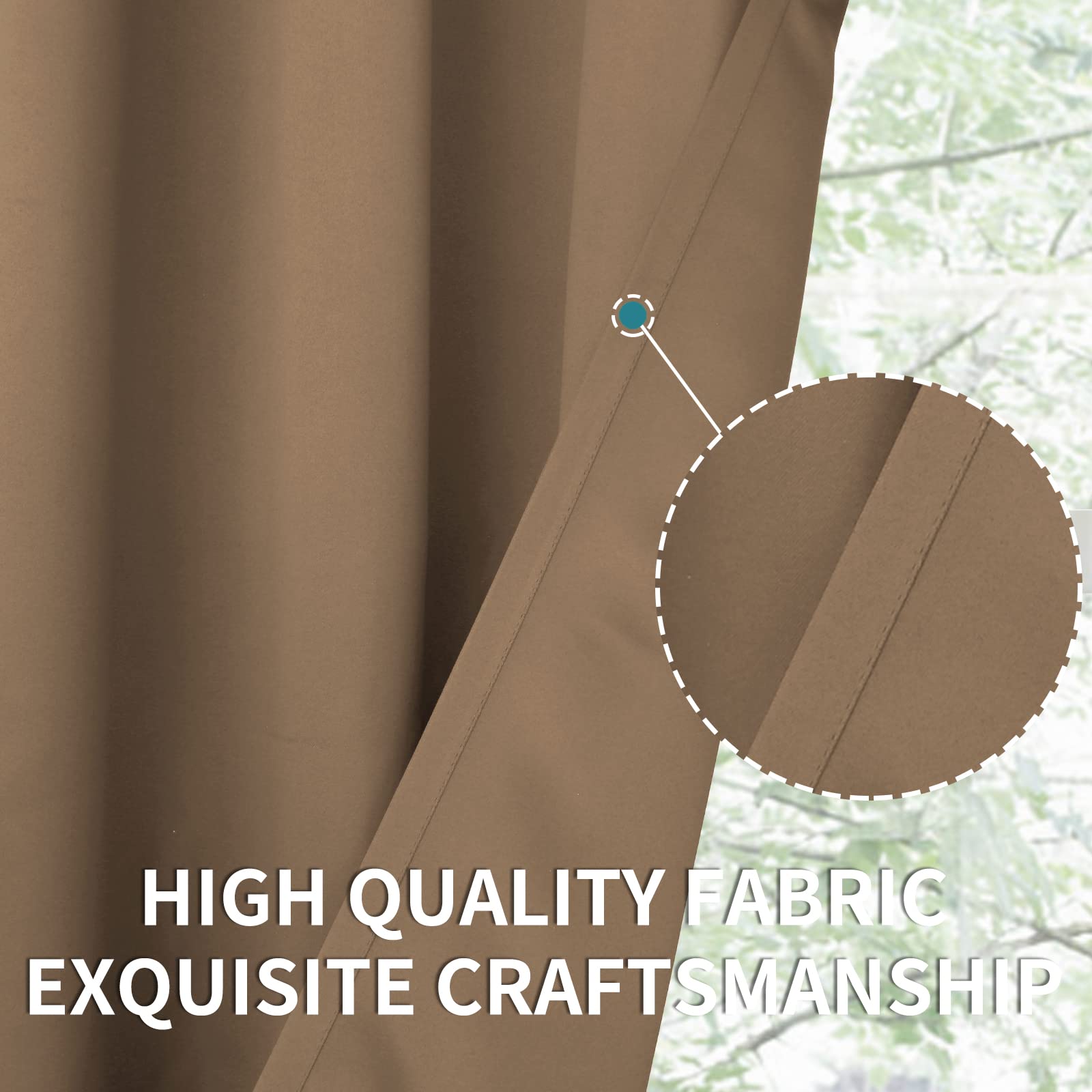 Taupe Blackout Curtains 45 Inch Length for Bedroom (2 Count)