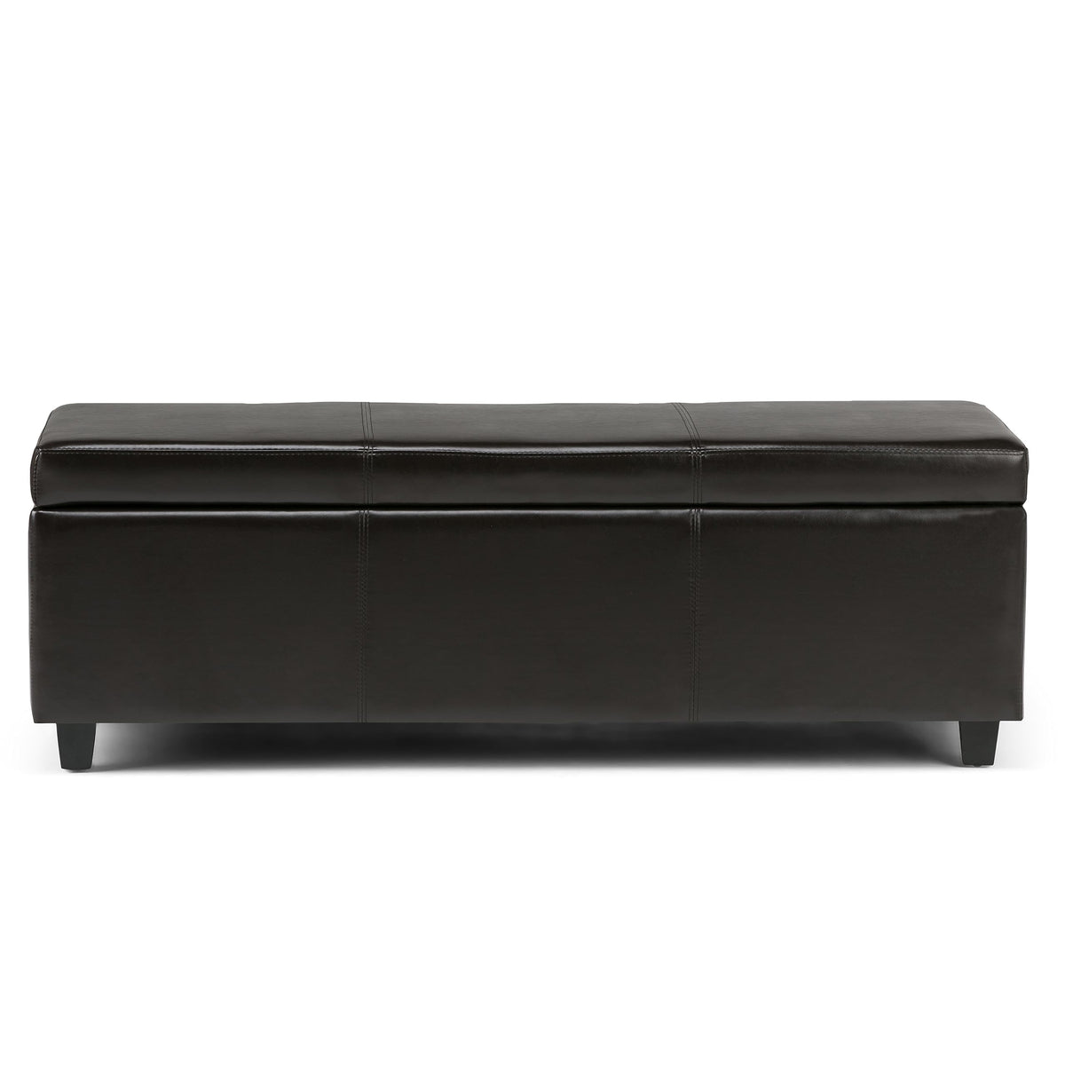 Avalon 48" Wide Vegan Leather Storage Ottoman in Tanners Brown