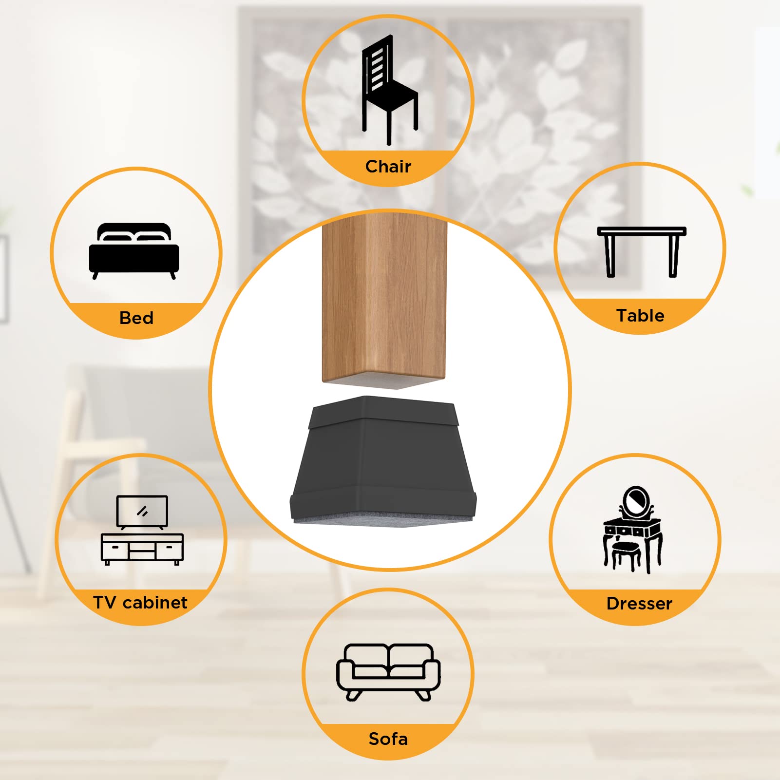 16 PCS Square Chair Leg Floor Protector (16 Count)