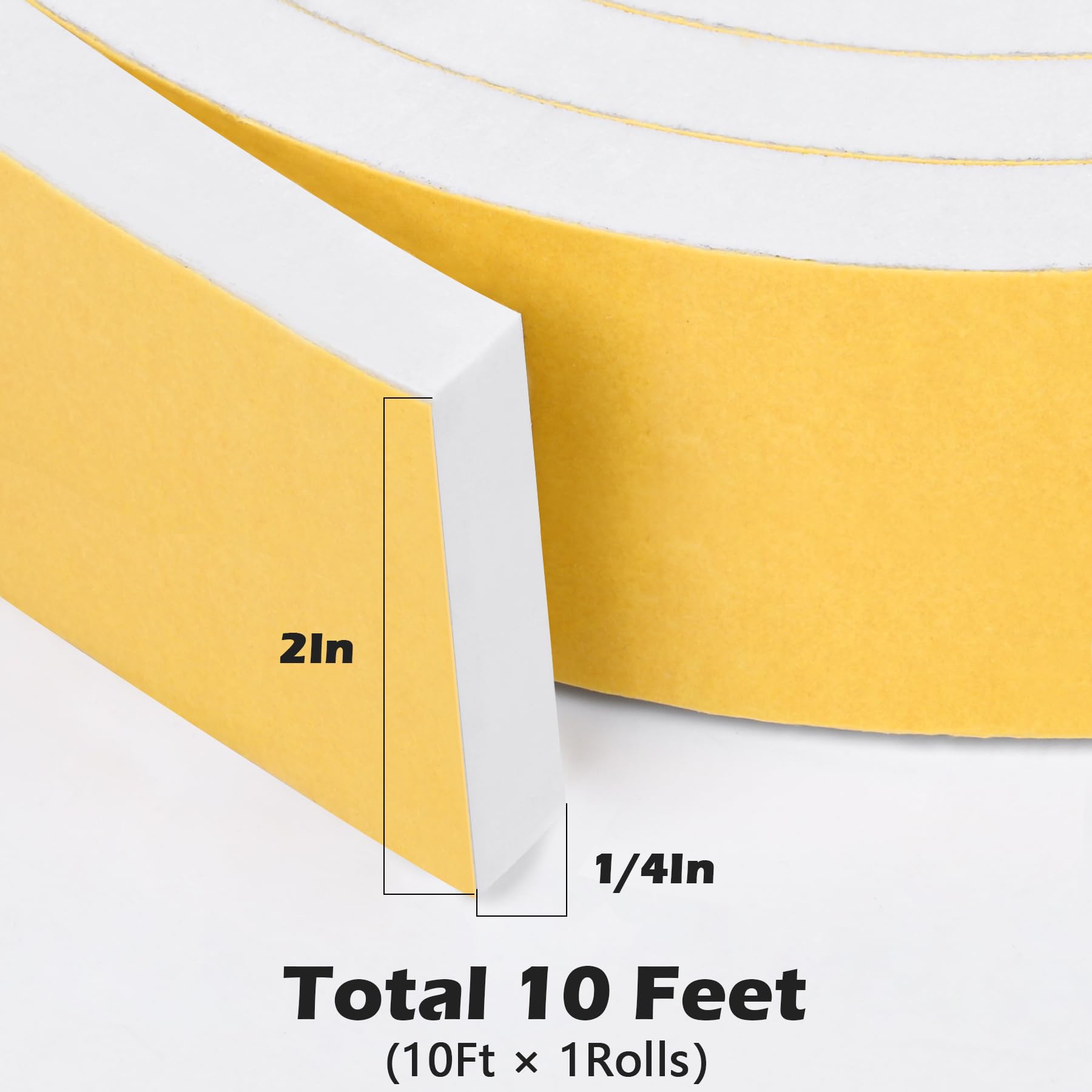 White Door Window Weather Stripping Self Adhesive Foam Tape High Density Foam Sealing Strip Window Insulation Weatherproof Gasket Tape for Doors and Windows