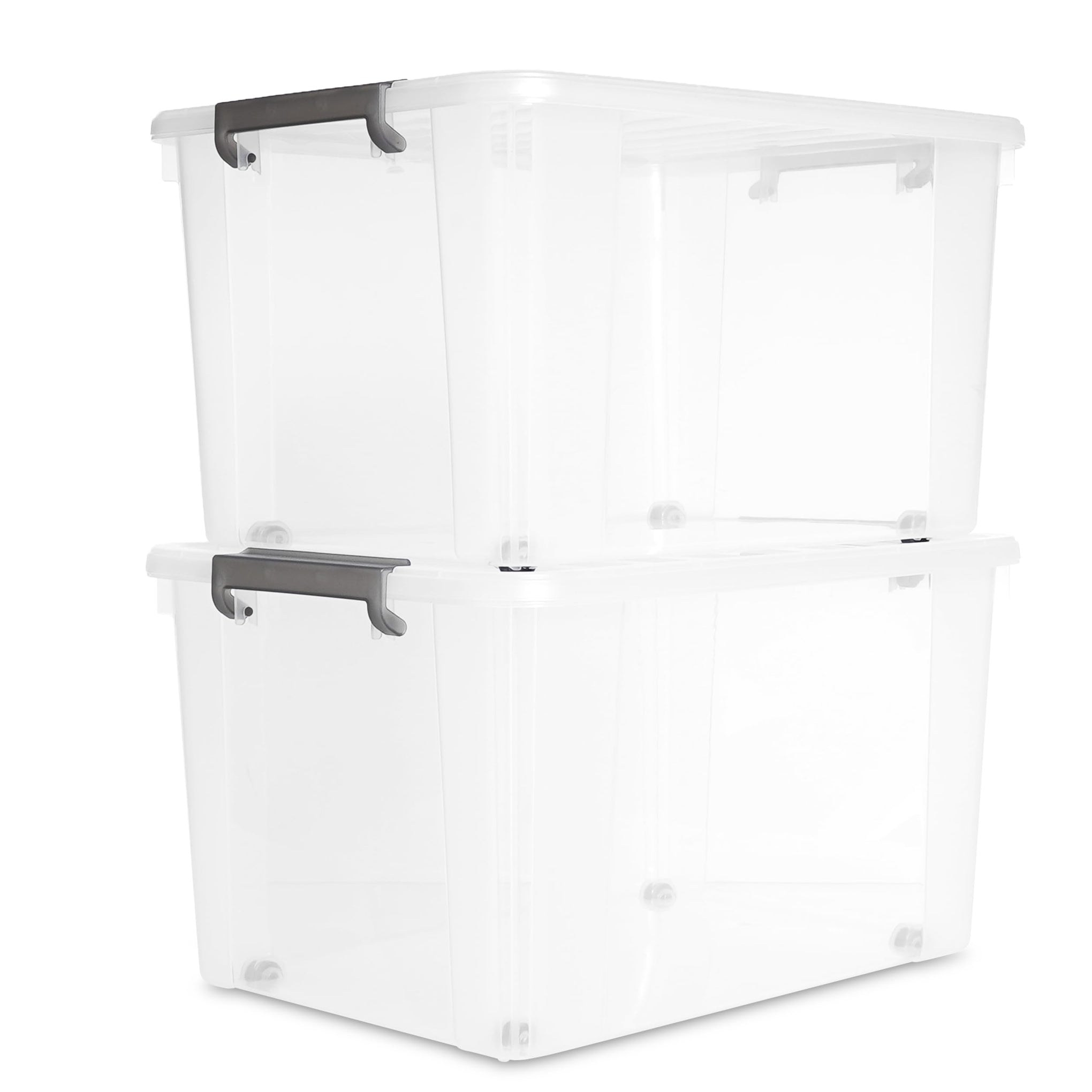 Citylife 69 QT Plastic Storage Bins with Latching Lids Stackable Storage Containers for Organizing Large Clear Storage Box for Garage (2 Count)
