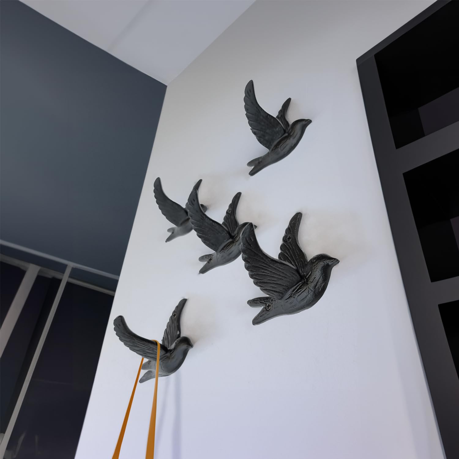 Flying Bird Iron Cast Decorative Bird Wall Mounted Coat Hooks (5 Count)