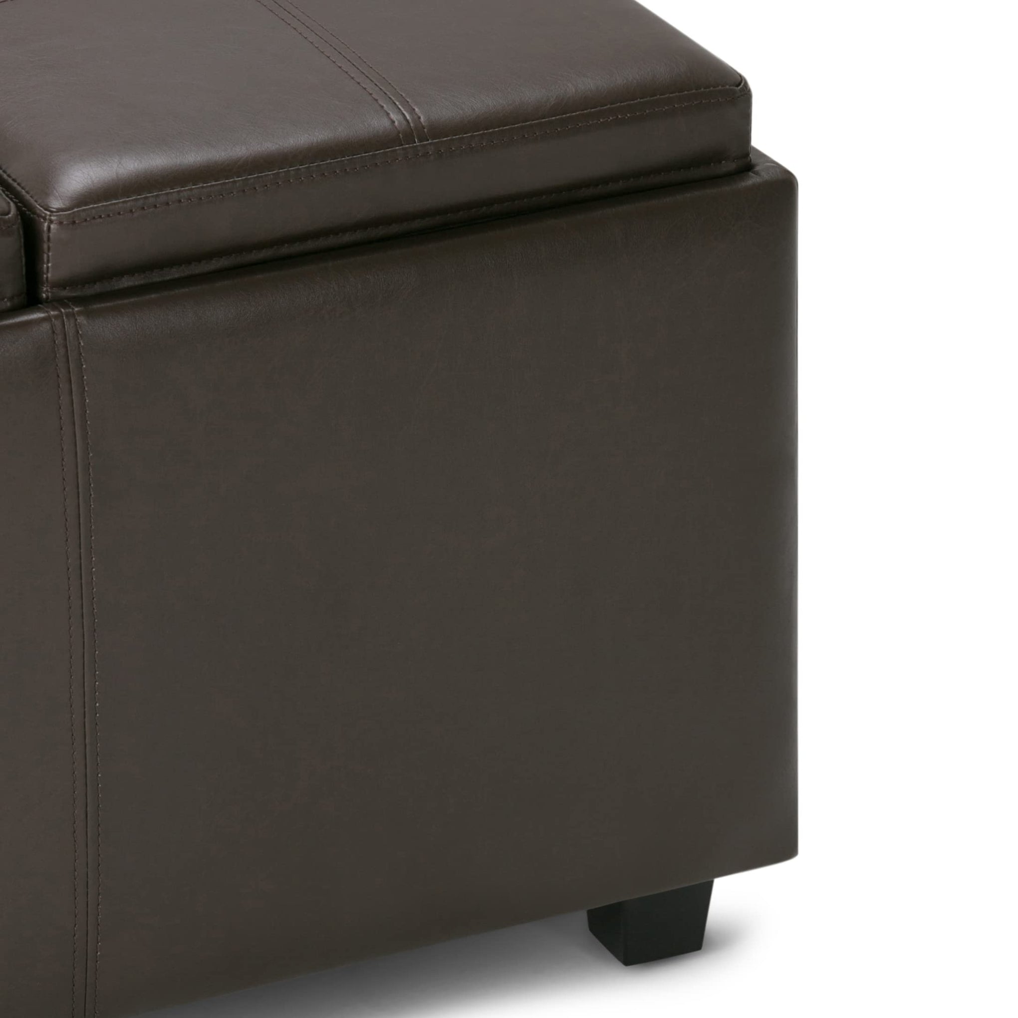 Avalon 42" Wide Vegan Leather Storage Ottoman in Chocolate Brown