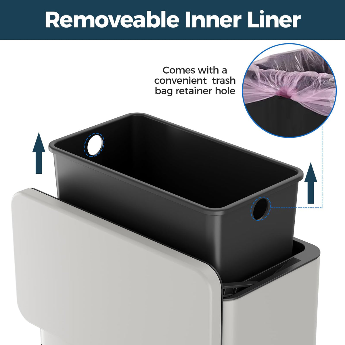 Stainless Steel Hanging Trash Can with Lid and Inner Bucket