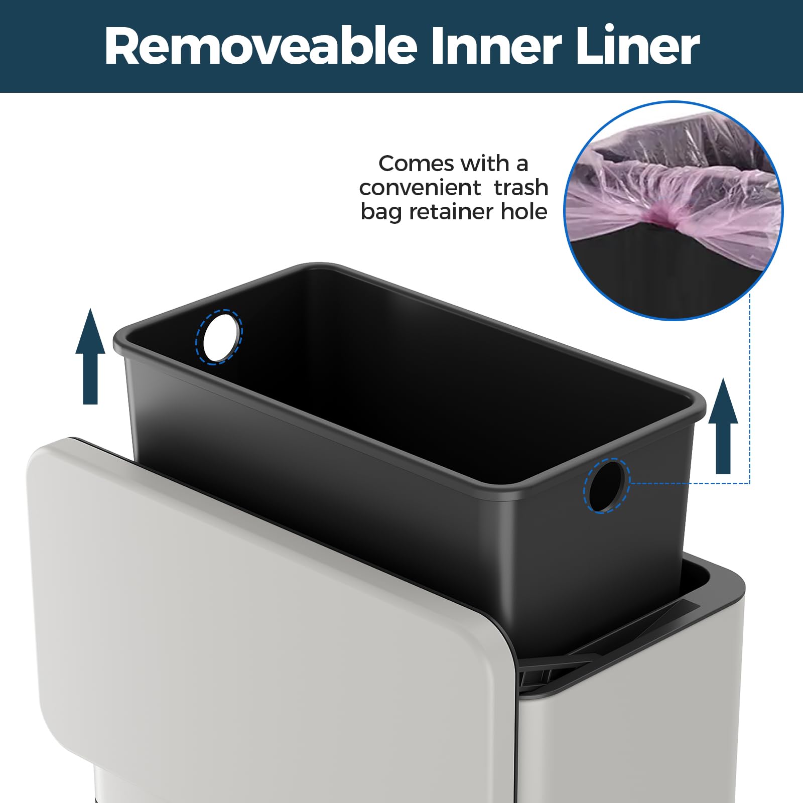 Stainless Steel Hanging Trash Can with Lid and Inner Bucket