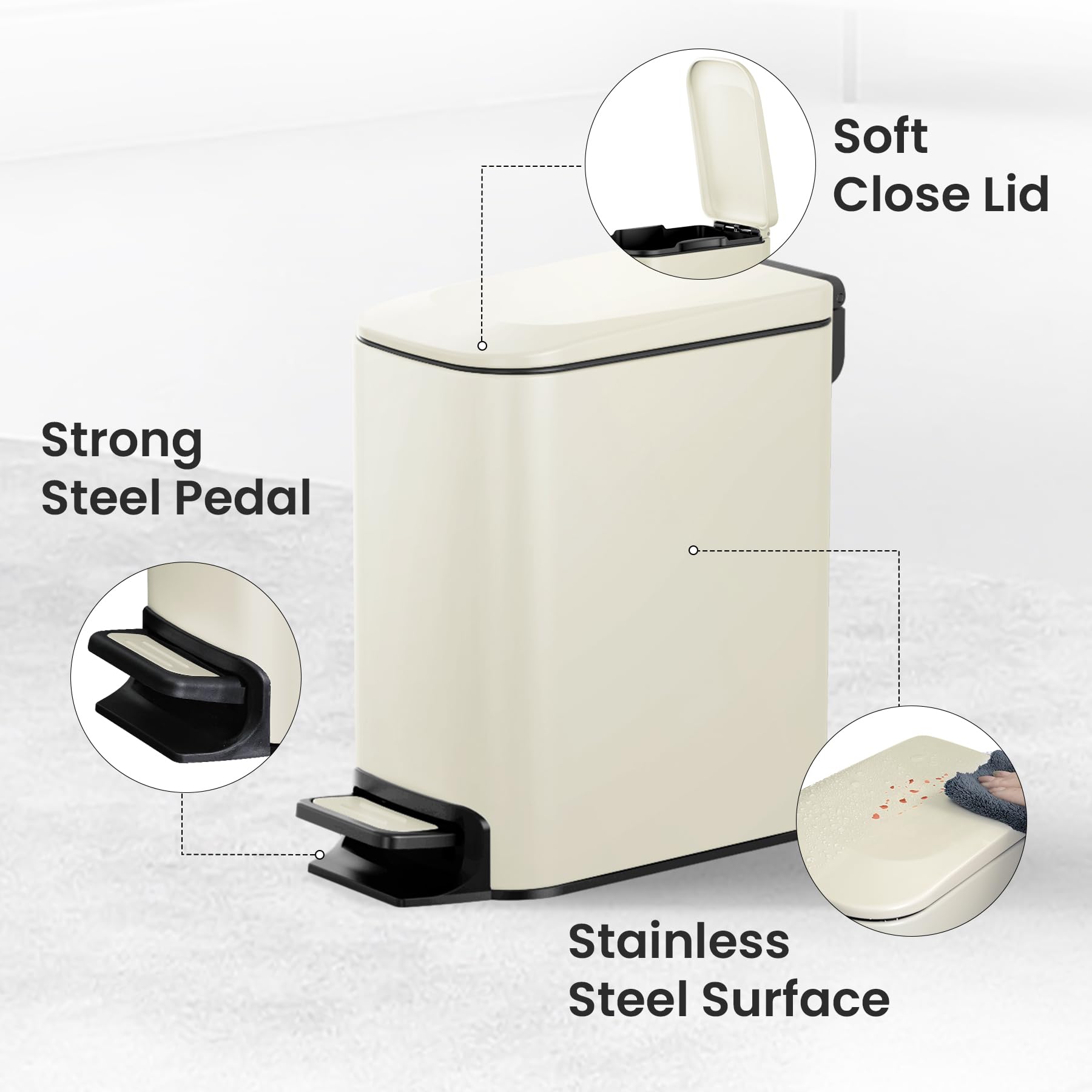 Small Bathroom Trash Can with Lid
