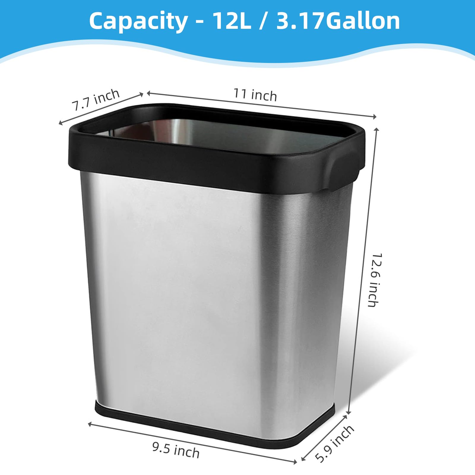 3 Pack Stainless Steel Trash Can 3 Gallon (3 Count)