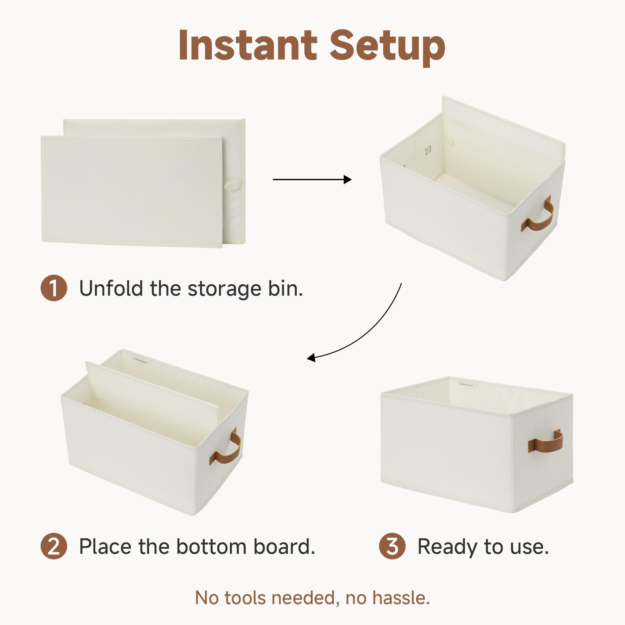 Closet Storage Bins with PU Handles (3 Count)