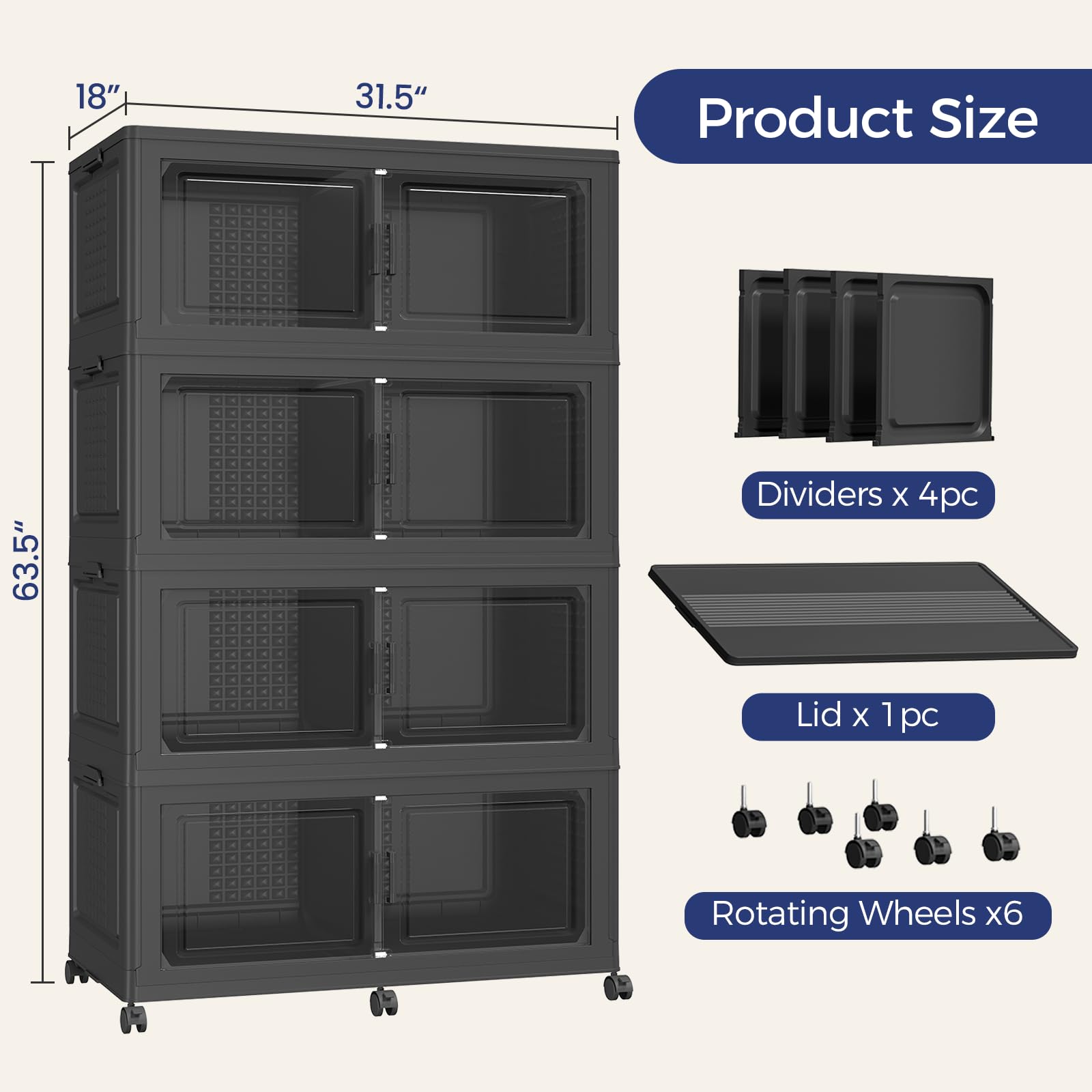 200GAL Storage Bins with Lid and Wheels (4 Count)
