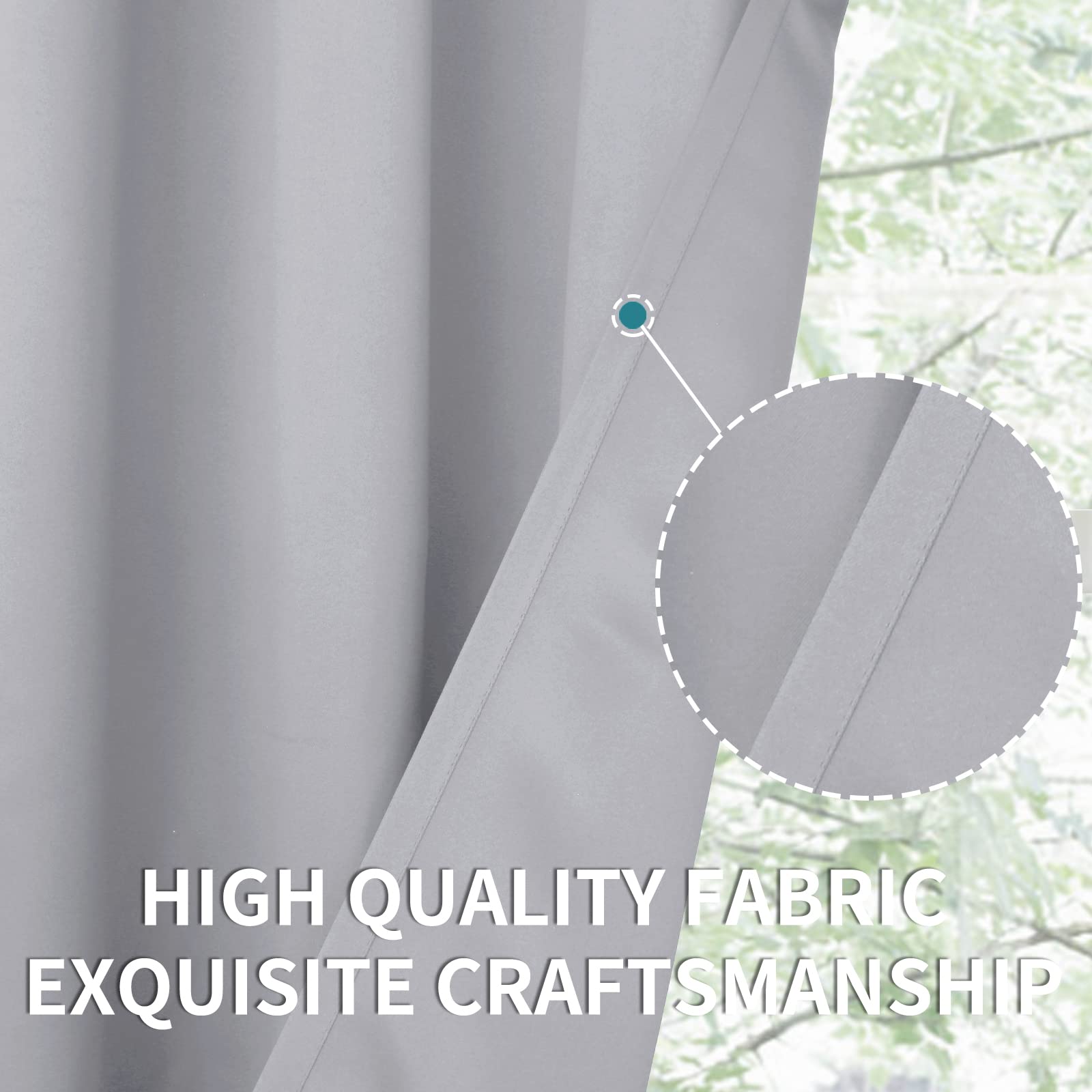 Light Grey Short Curtains 36 Inches Length for Kitchen Cafe (2 Count)