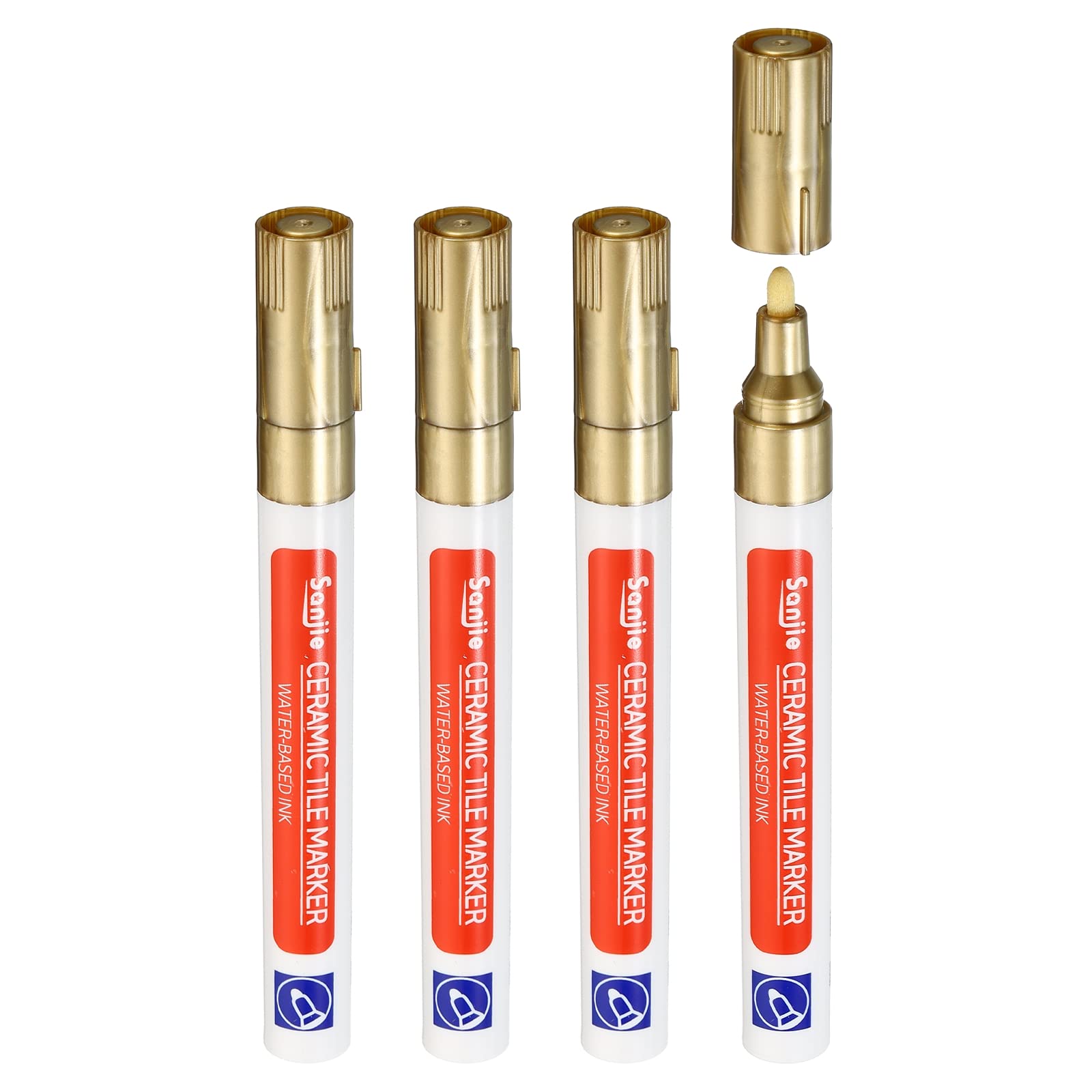 Grout Pen 4 Pack Golden Tile Marker Waterproof Grout Sealer Pen Tile Repair Pens Paint Pens for Wall Floor Bathroom Kitchen Refresh (4 Count)