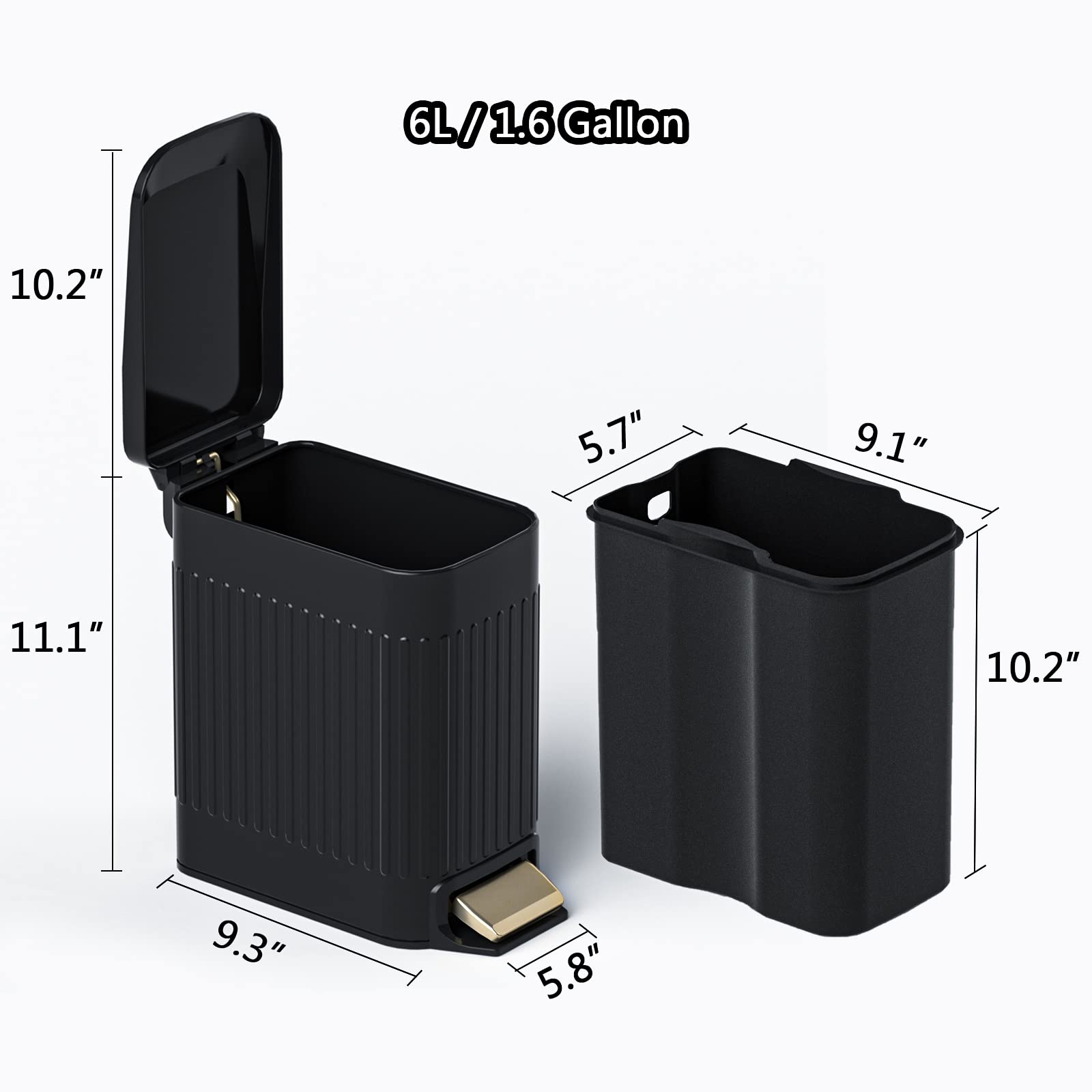 Small Bathroom Trash Can with Lid Soft Close