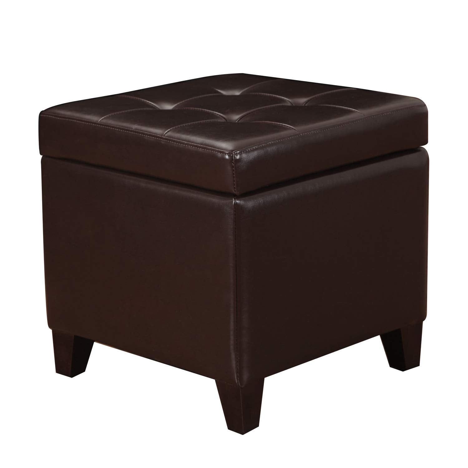 Bonded Leather Square Tufted Footstool