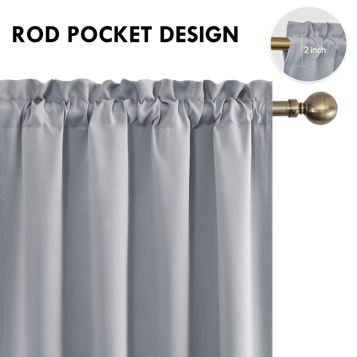 Wide Blackout Curtains for Living Room 70 x 72 Inch Long 2 Panels