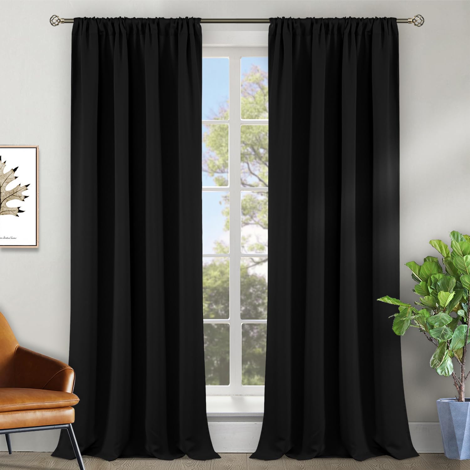 Blackout Curtains 90 Inches Long for Bedroom (2 Count)