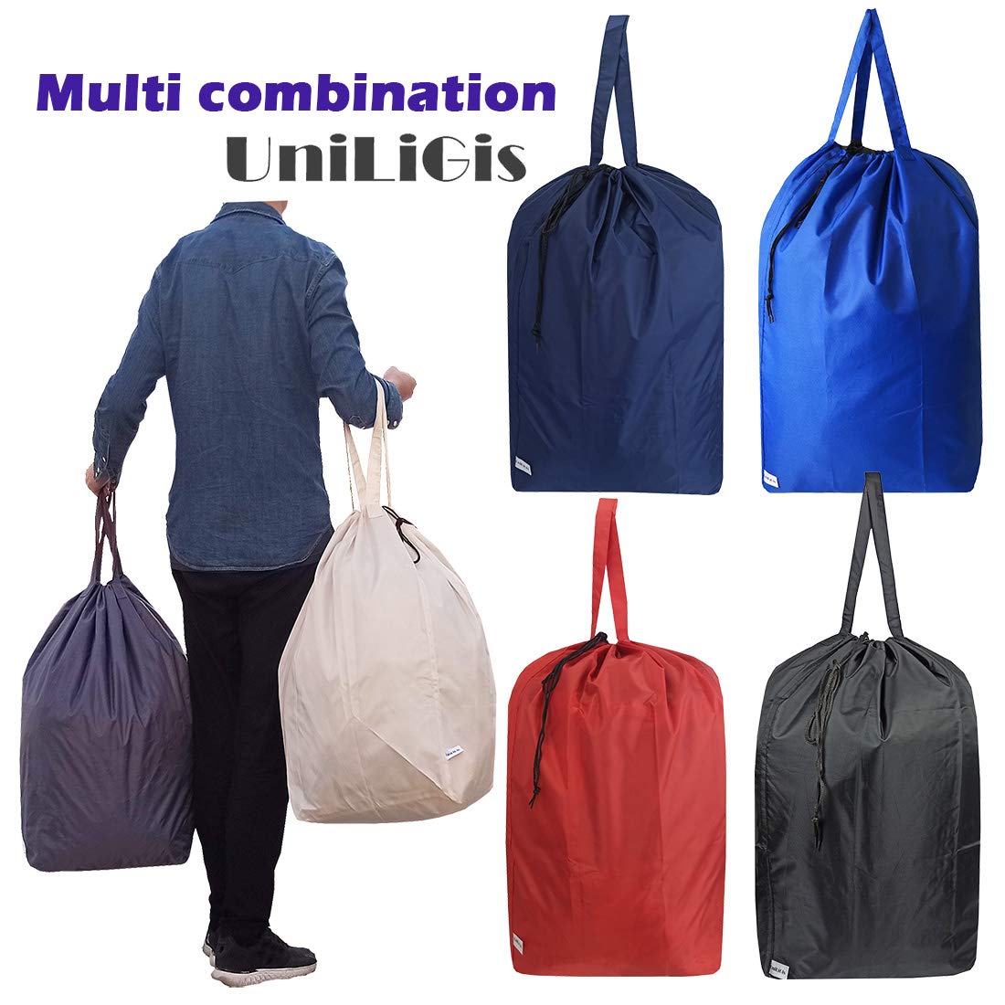 Tear Proof Nylon Laundry Bag with Handles (2 Count)