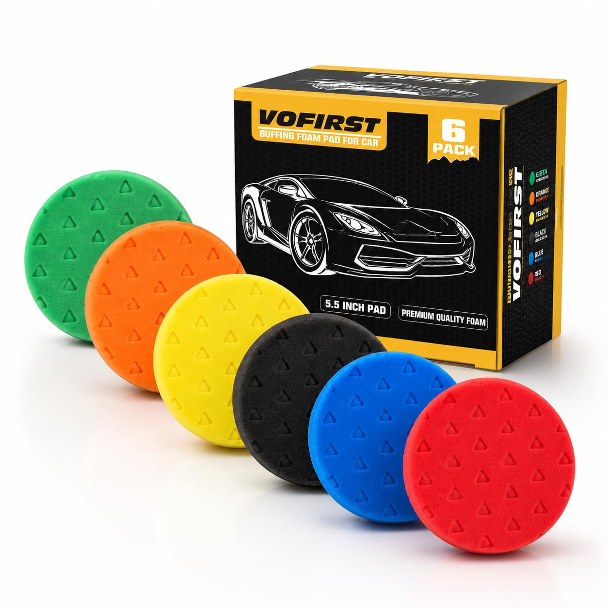 Buffing Pads 5.5 Inch 6 Pcs Foam Polishing Pad for Car Detailing (6 Count)
