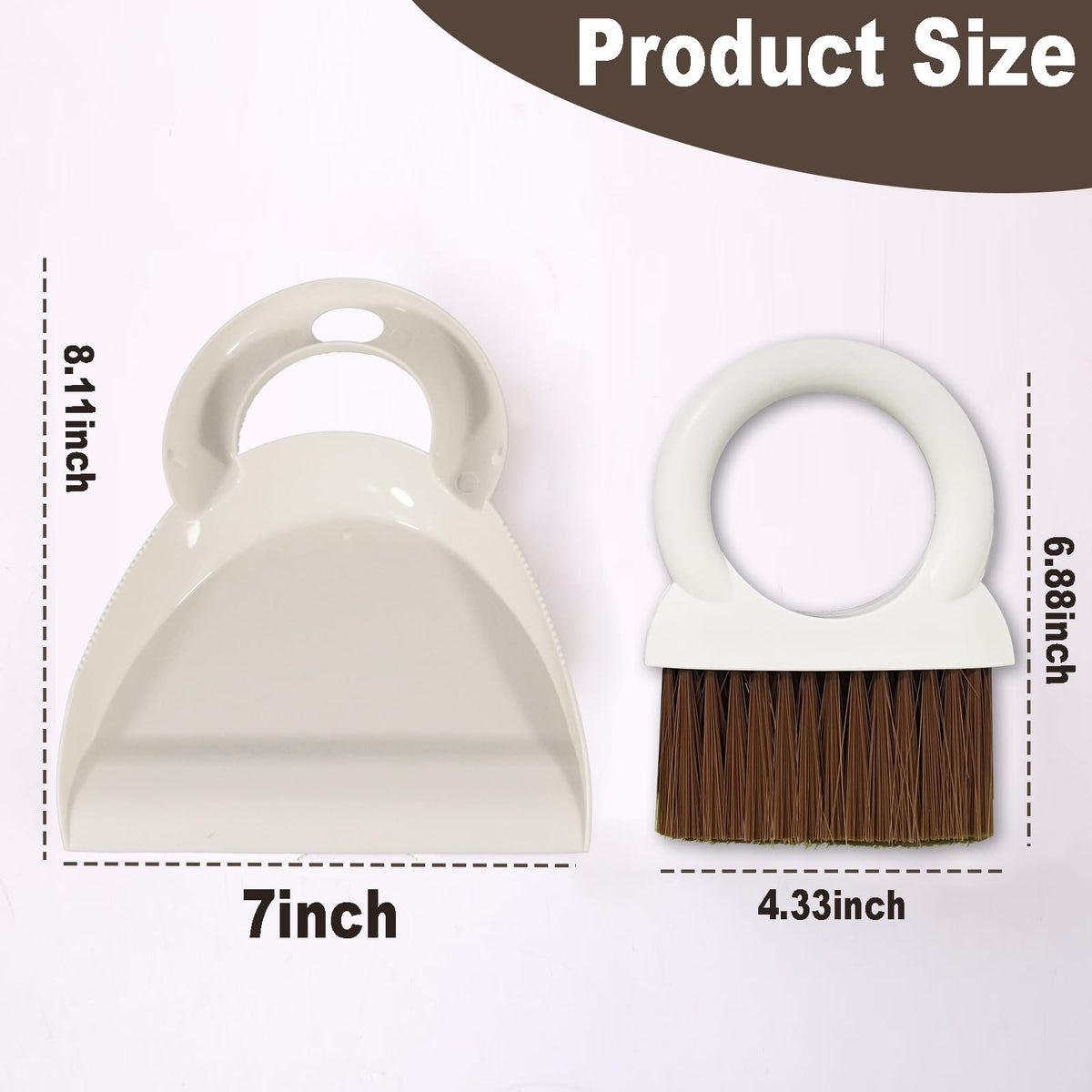Round Handle Brush and Dustpan Set Small Broom & Dustpan Portable Handheld Sweeper for Desktop Sofa Floor Pet Nest