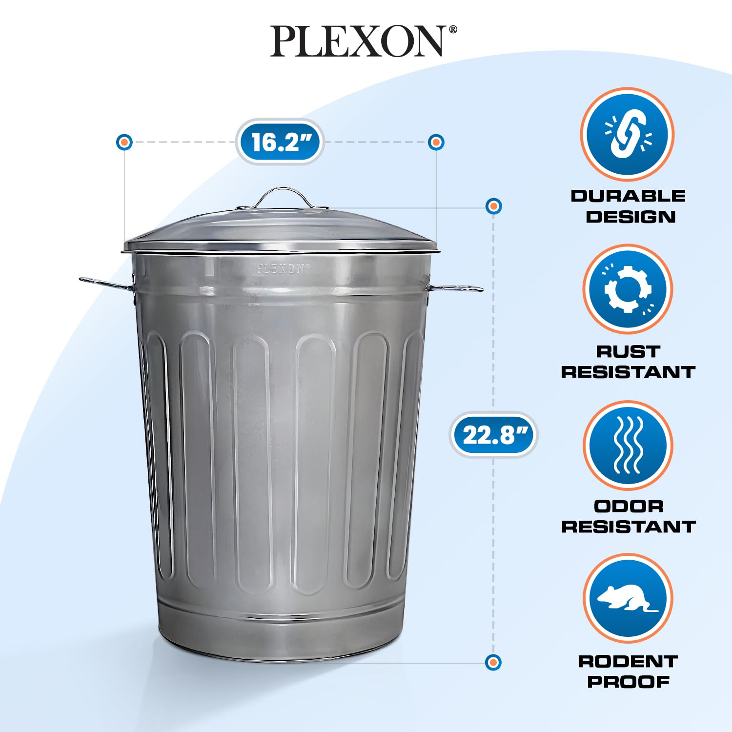 13 Gallon Outdoor Metal Trash Can with Lid Vintage Trash Can Steel Retro Garbage Can for Patio Farmhouse Rustic Bird Seed Storage Pet Food Ash Bucket