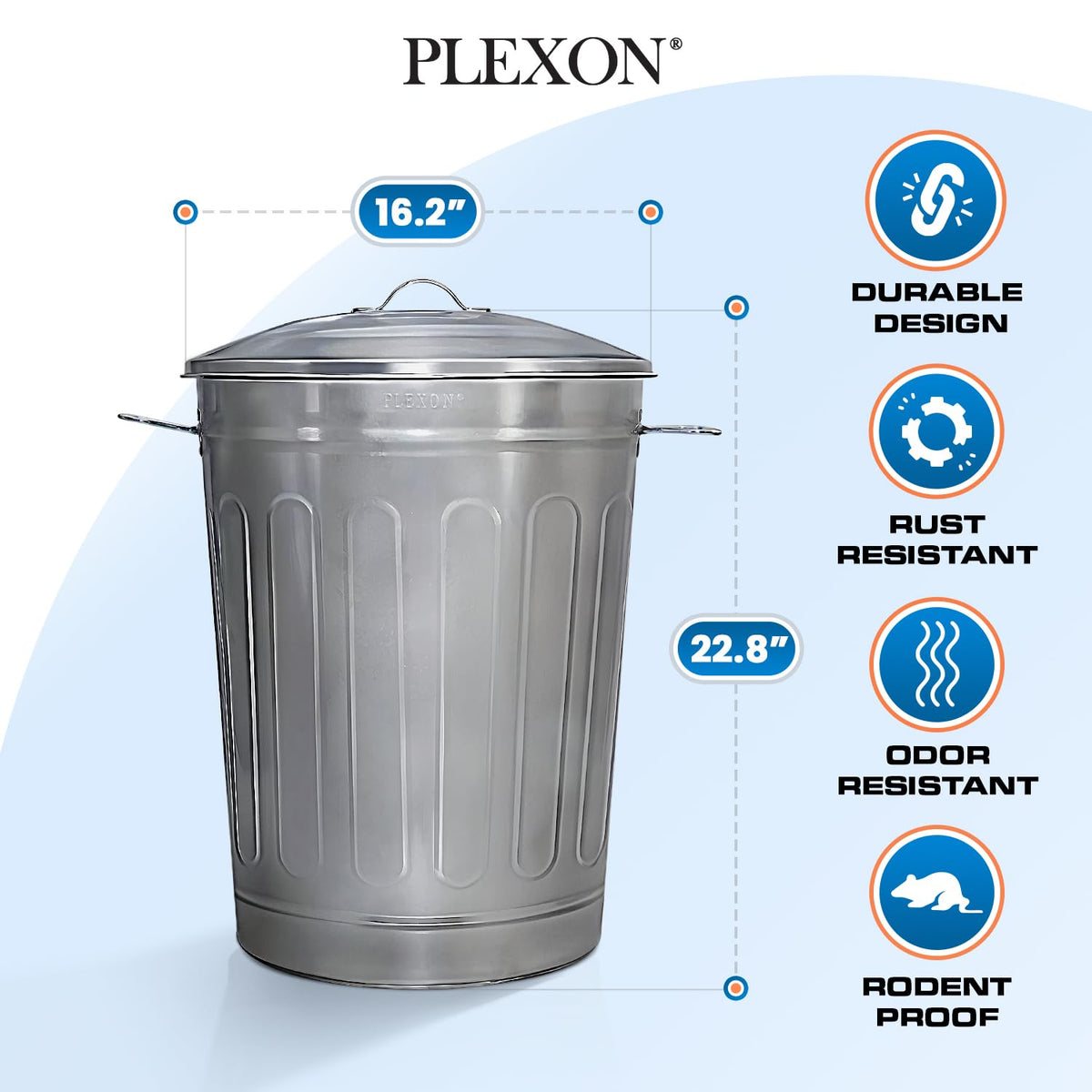 13 Gallon Outdoor Metal Trash Can with Lid Vintage Trash Can Steel Retro Garbage Can for Patio Farmhouse Rustic Bird Seed Storage Pet Food Ash Bucket (3 Count)