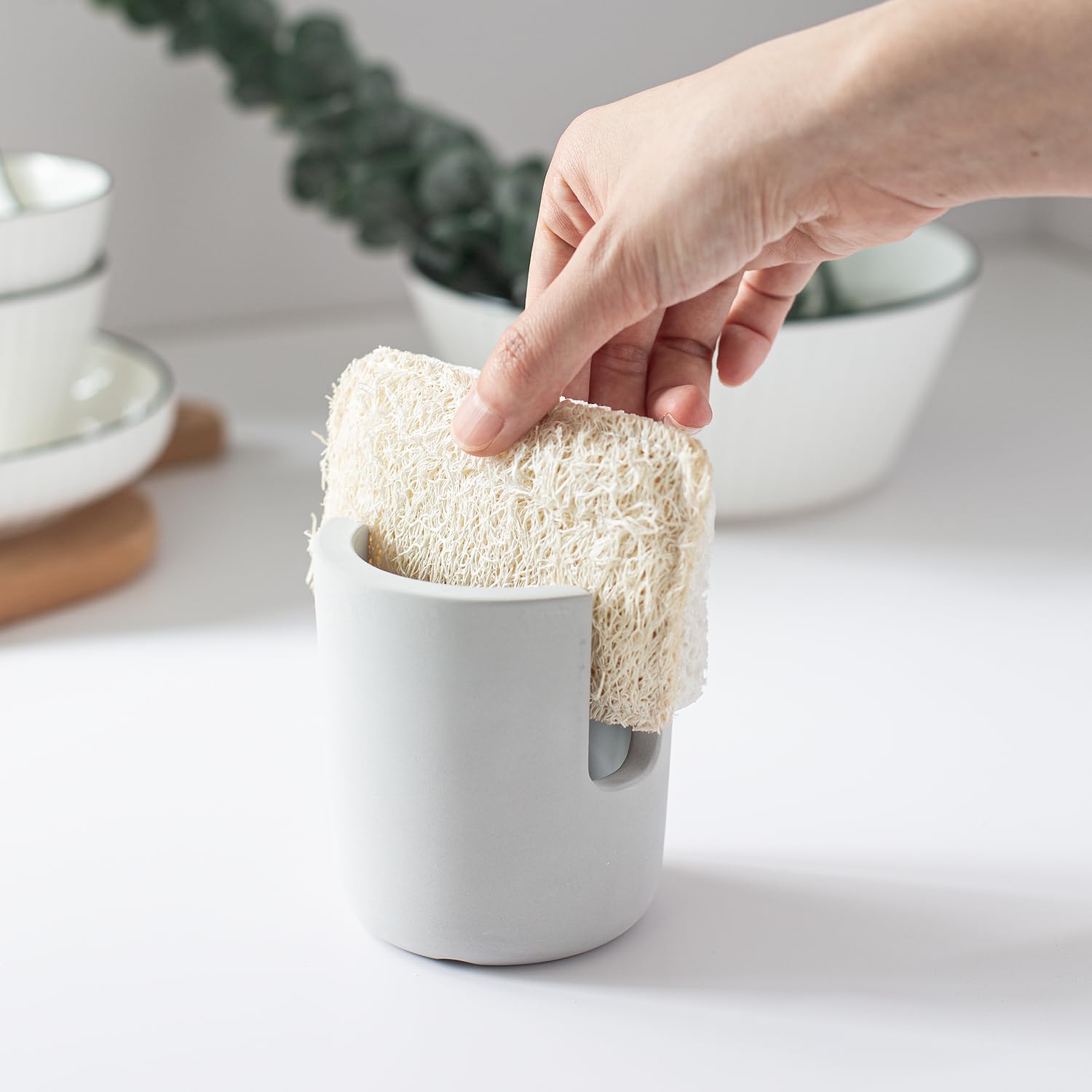 Diatomite Stoneware Sponge Holder & Sink Caddy