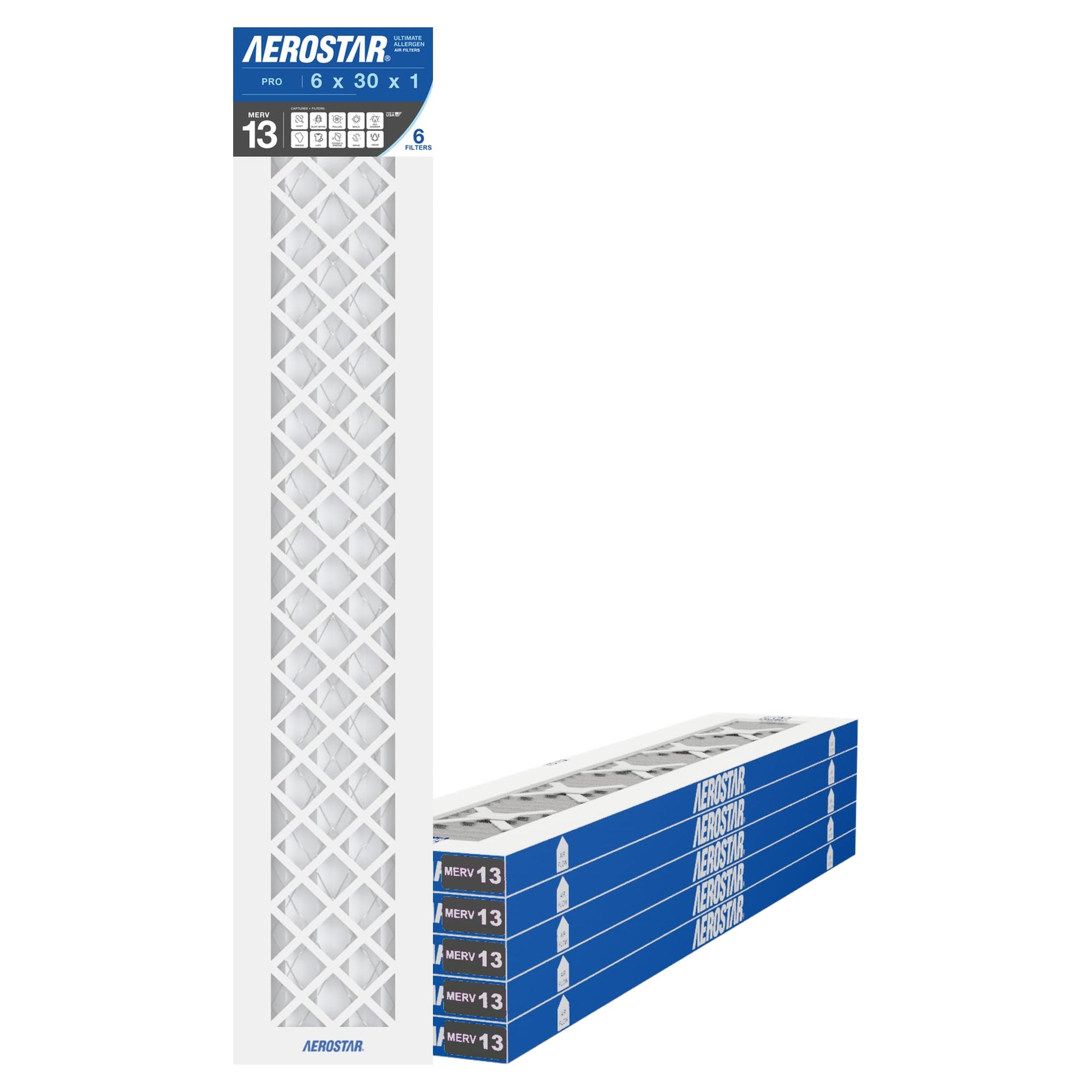 6x30x1 MERV 13 High Efficiency Pleated Air Filter (6 Count)
